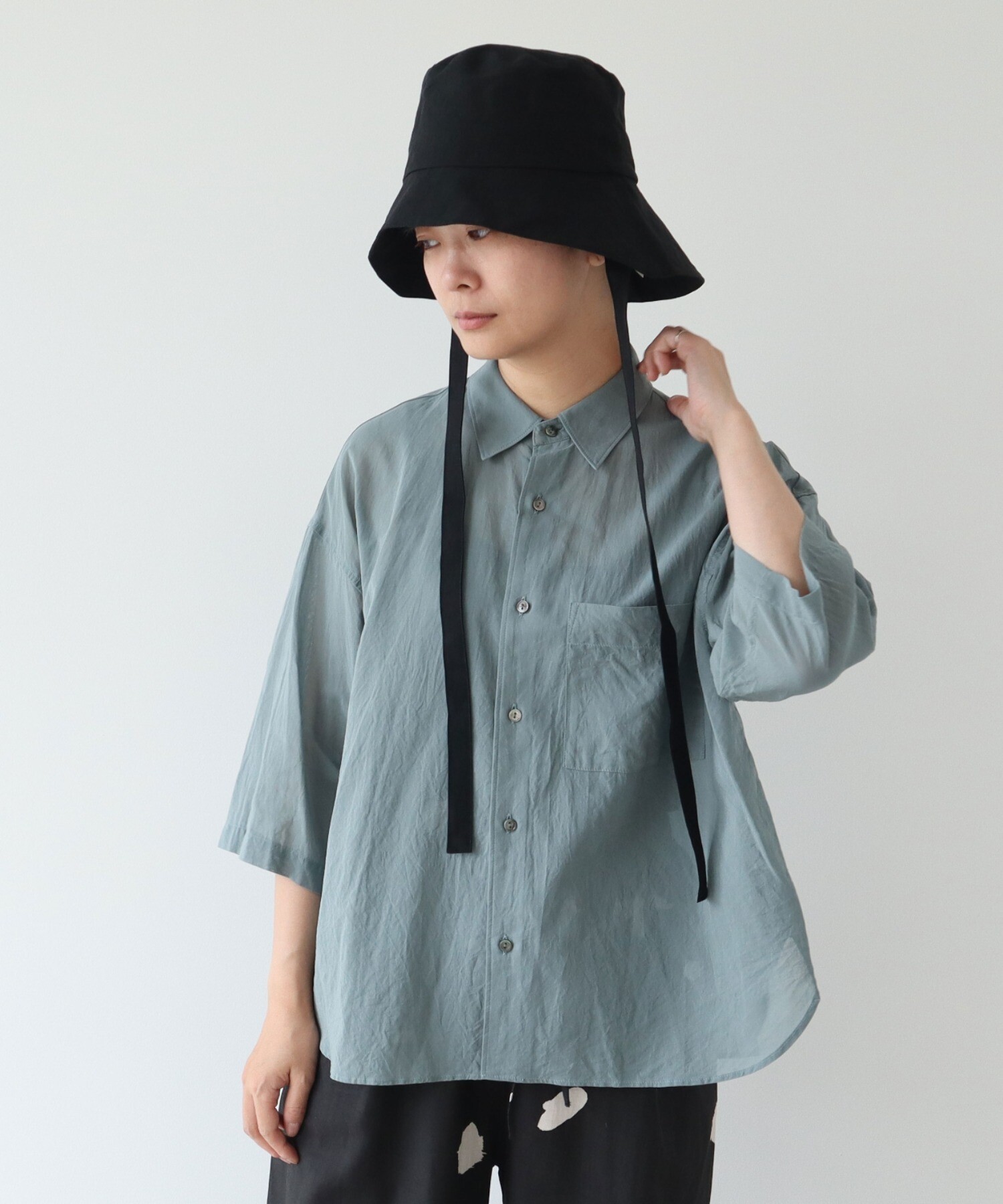 AMBIDEX Store 強撚塩縮コットン ショートシャツ(F グリーン): yuni