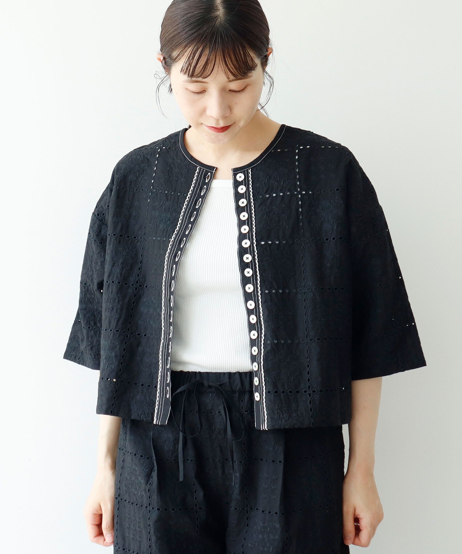 AMBIDEX Store △○eyelet embroidely haori ブラウス(F キナリ