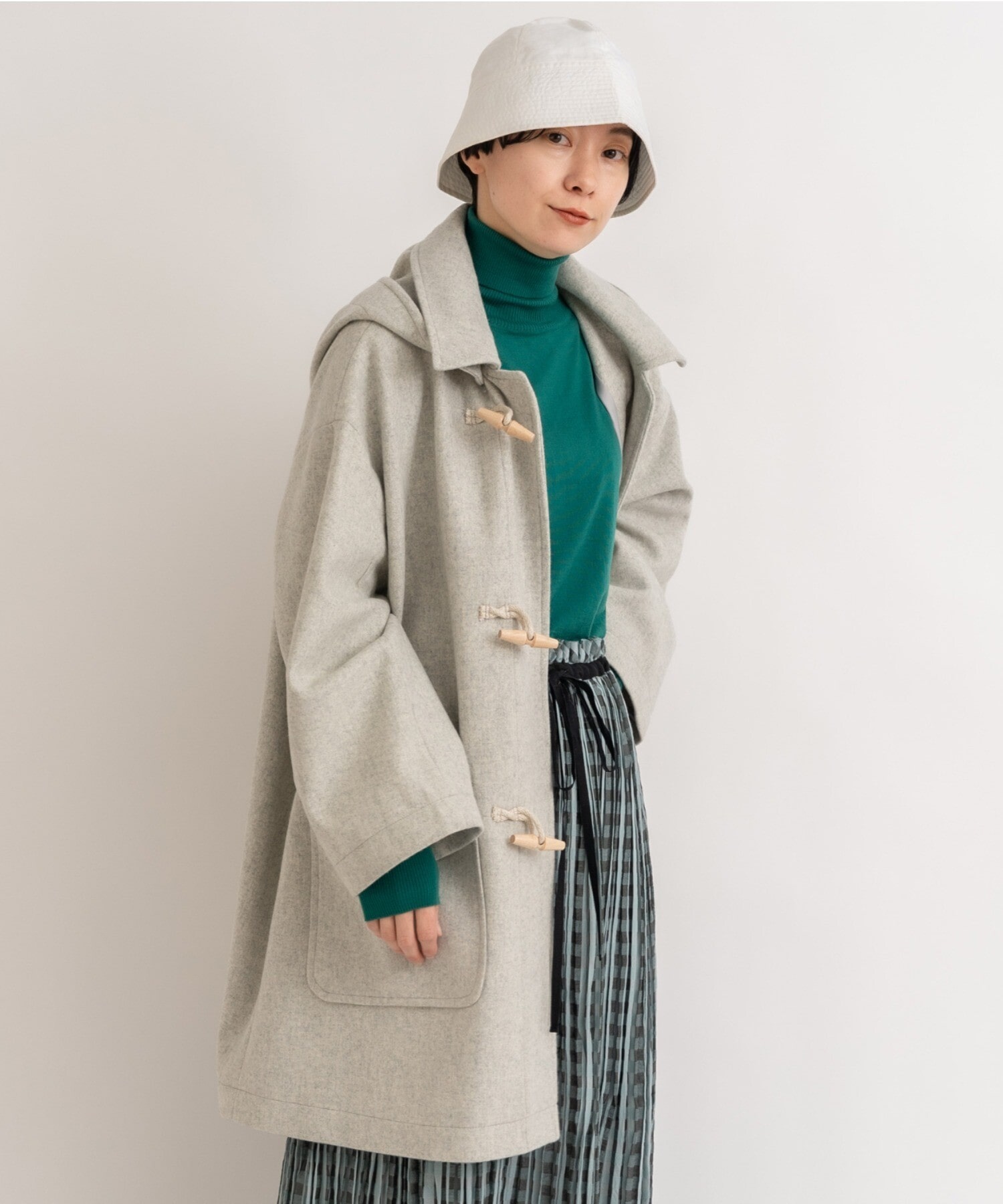 AMBIDEX Store Wool/super100 midle length duffle コート(F カーキ): yuni