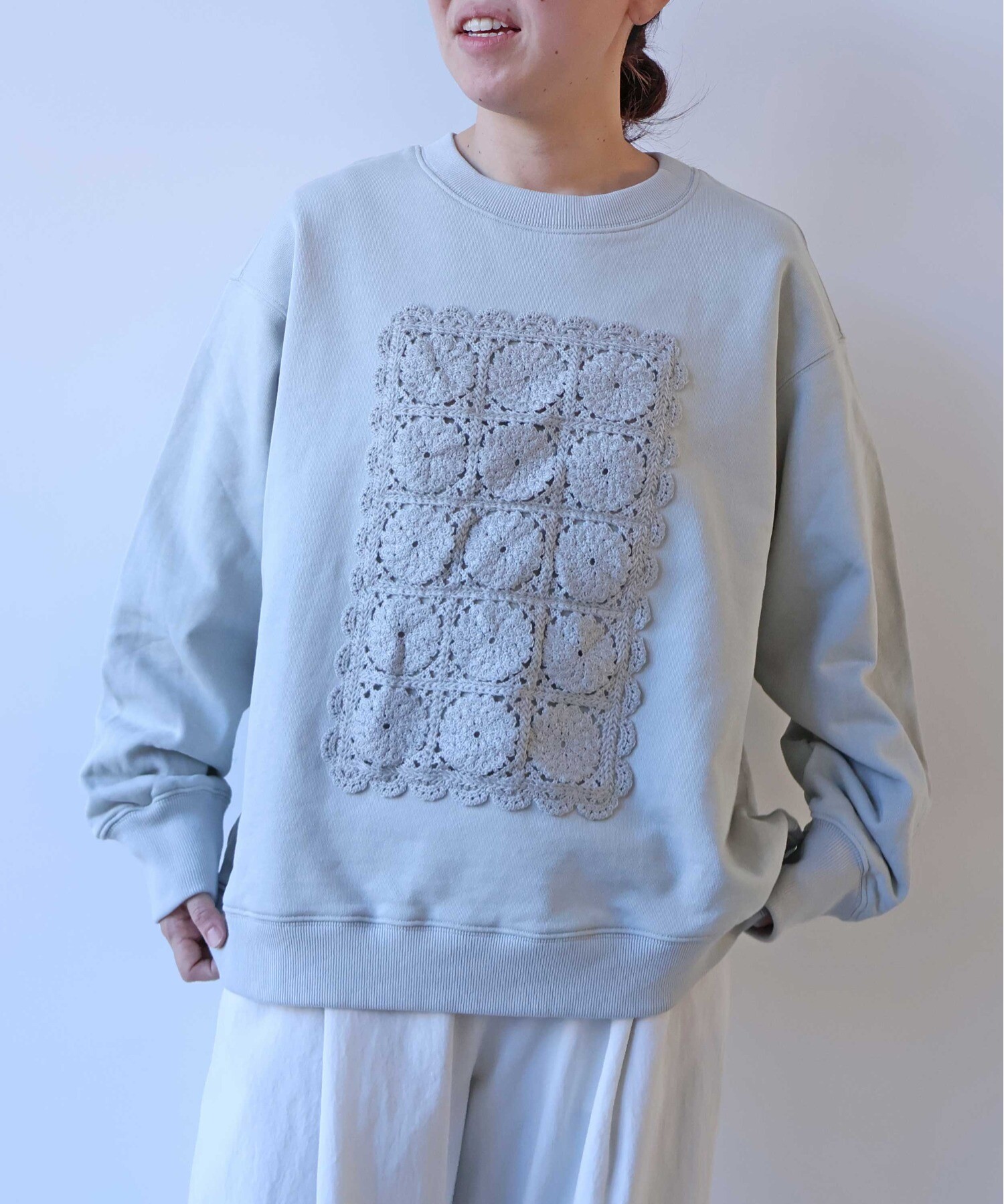 AMBIDEX Store △コットン裏毛レースプルオーバー(F シロ): yuni