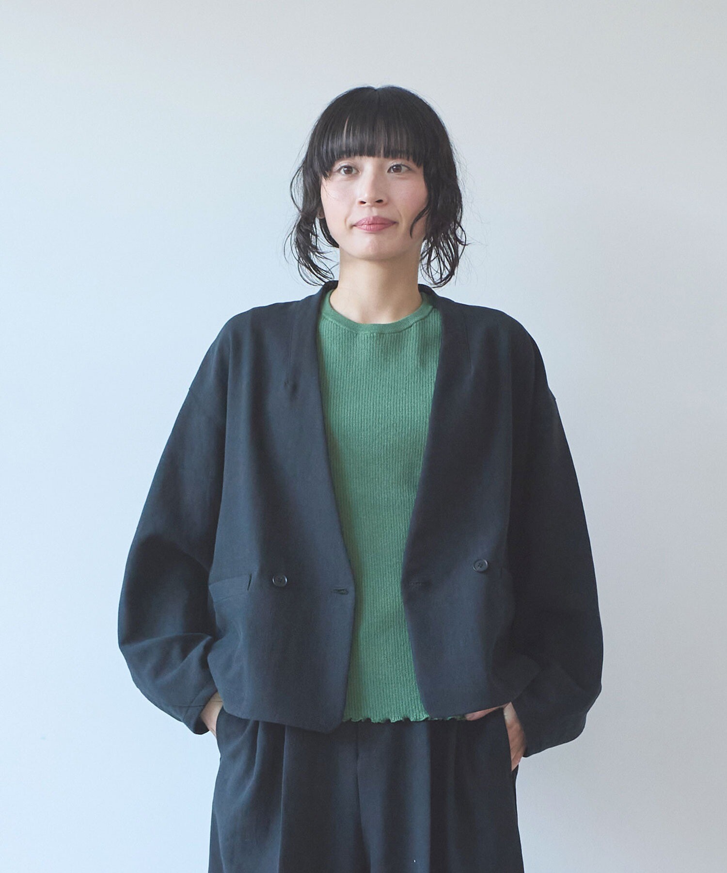 AMBIDEX Store Linen/Polyester double cocoon short ジャケット(F