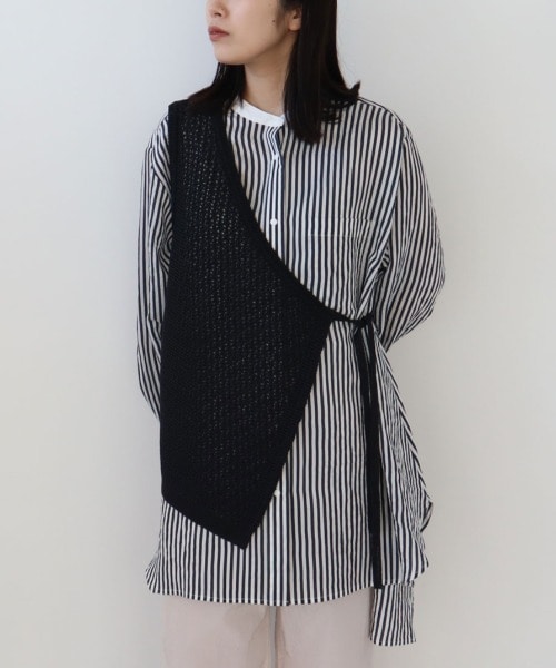 AMBIDEX Store ○washi knit ワンショルダーベスト(F クロ): yuni