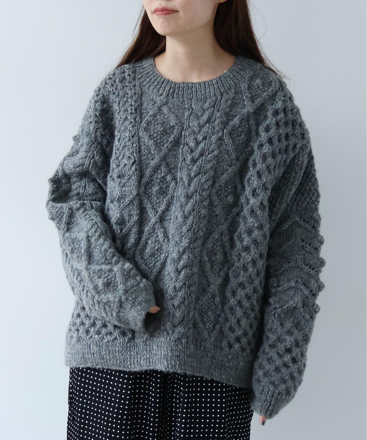 AMBIDEX Store ネパールハンドニット プルオーバー(F グレー): yuni