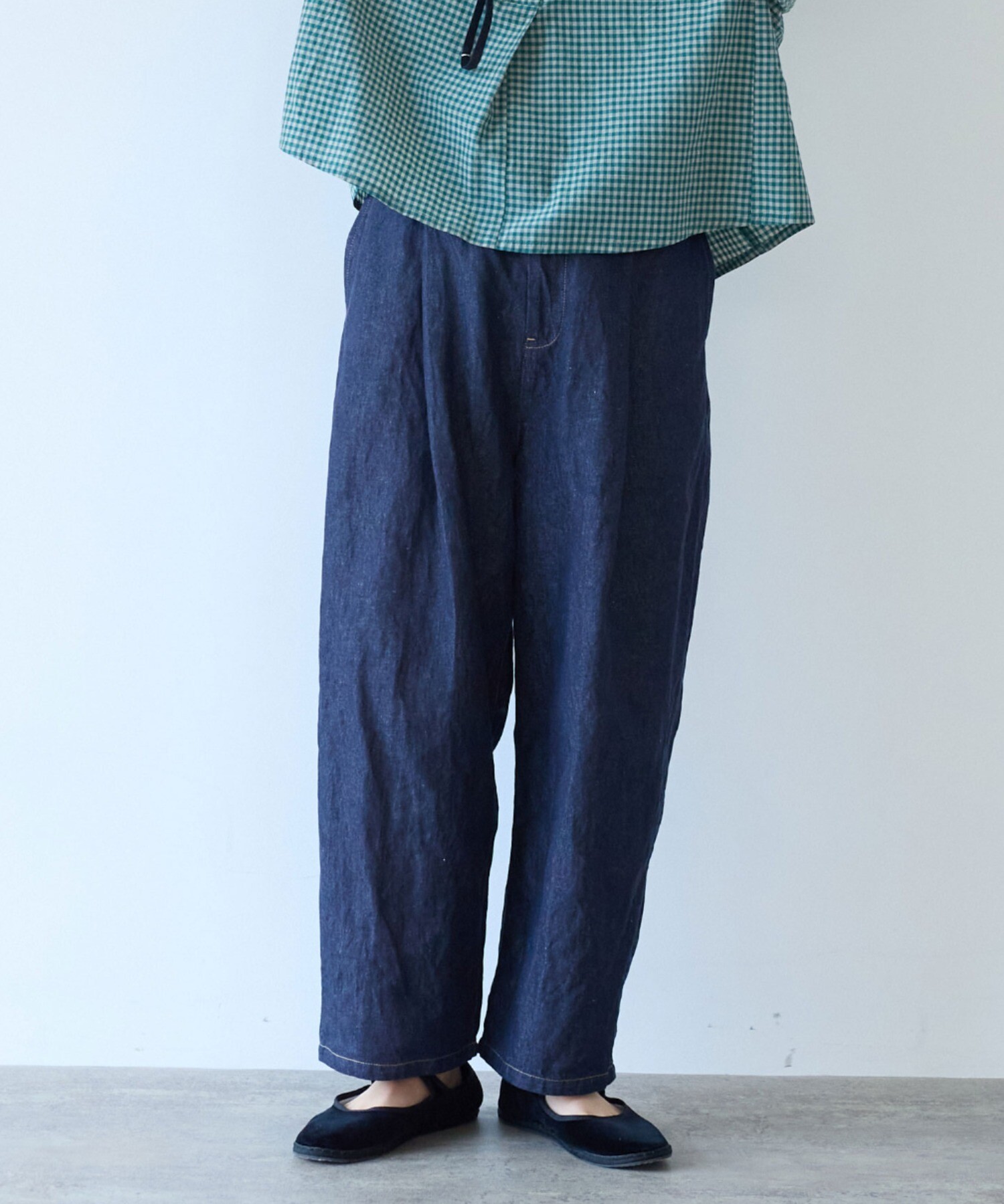 AMBIDEX Store Cotton/Linen denim back gum パンツ(S シロ): yuni