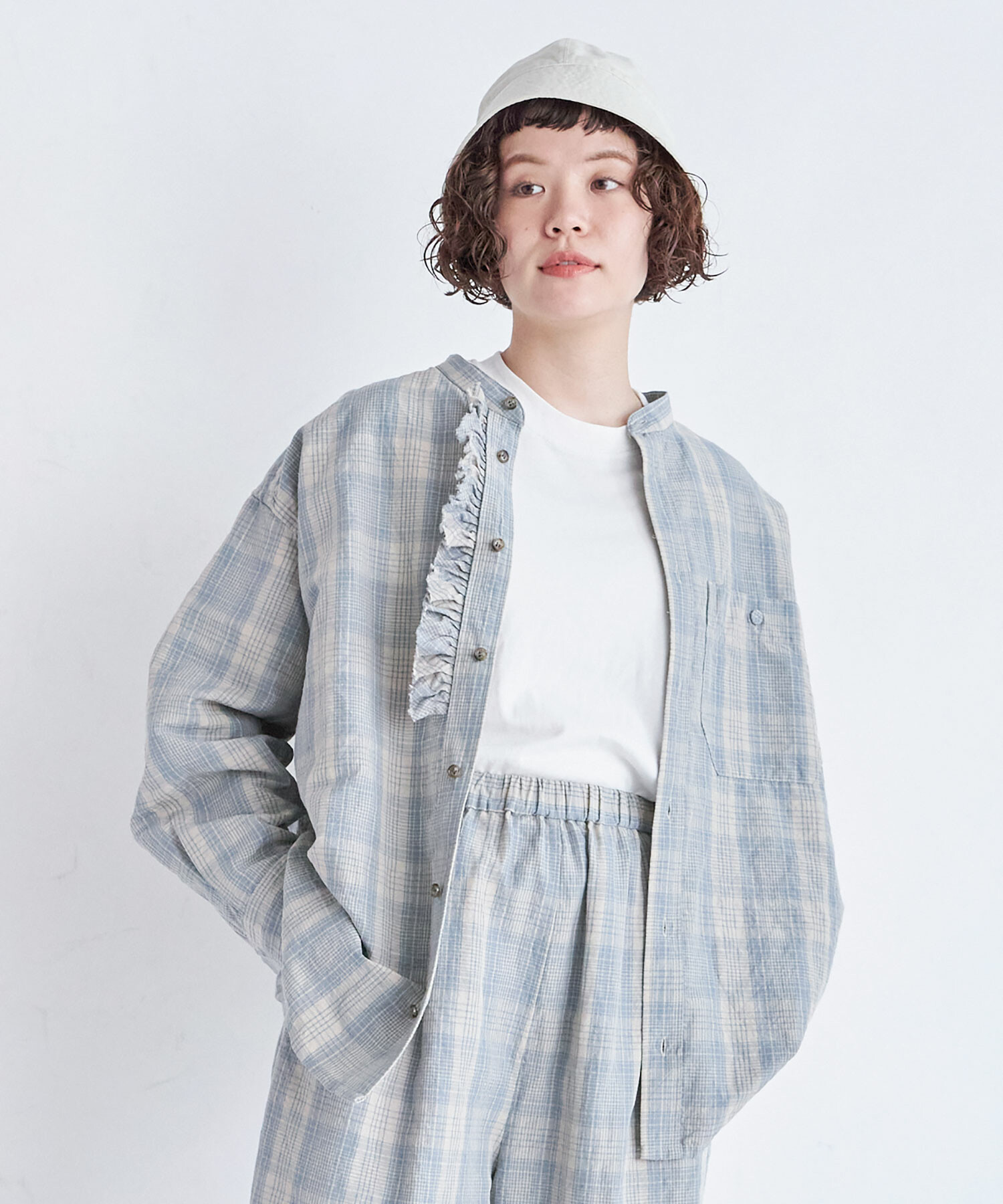 AMBIDEX Store ○FRILL SHIRT (スーピマブロード/オンブレ