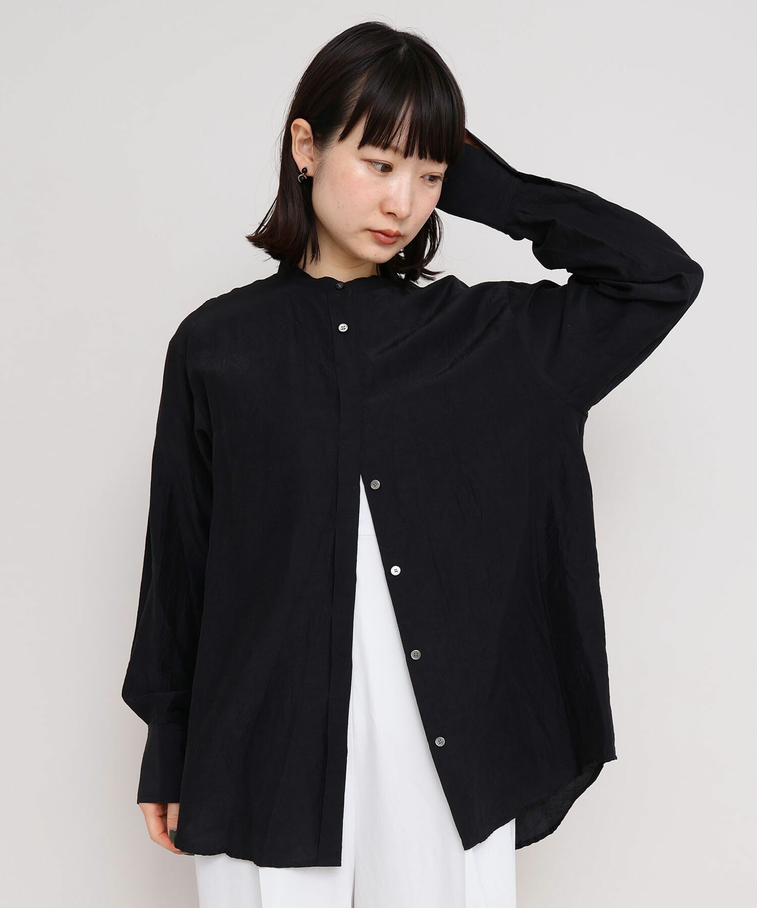マルティニーク　レリタージュ　キュプラスパンバンドカラーシャツ　新品 l’heritage martinique/レリタージュ マルティニーク