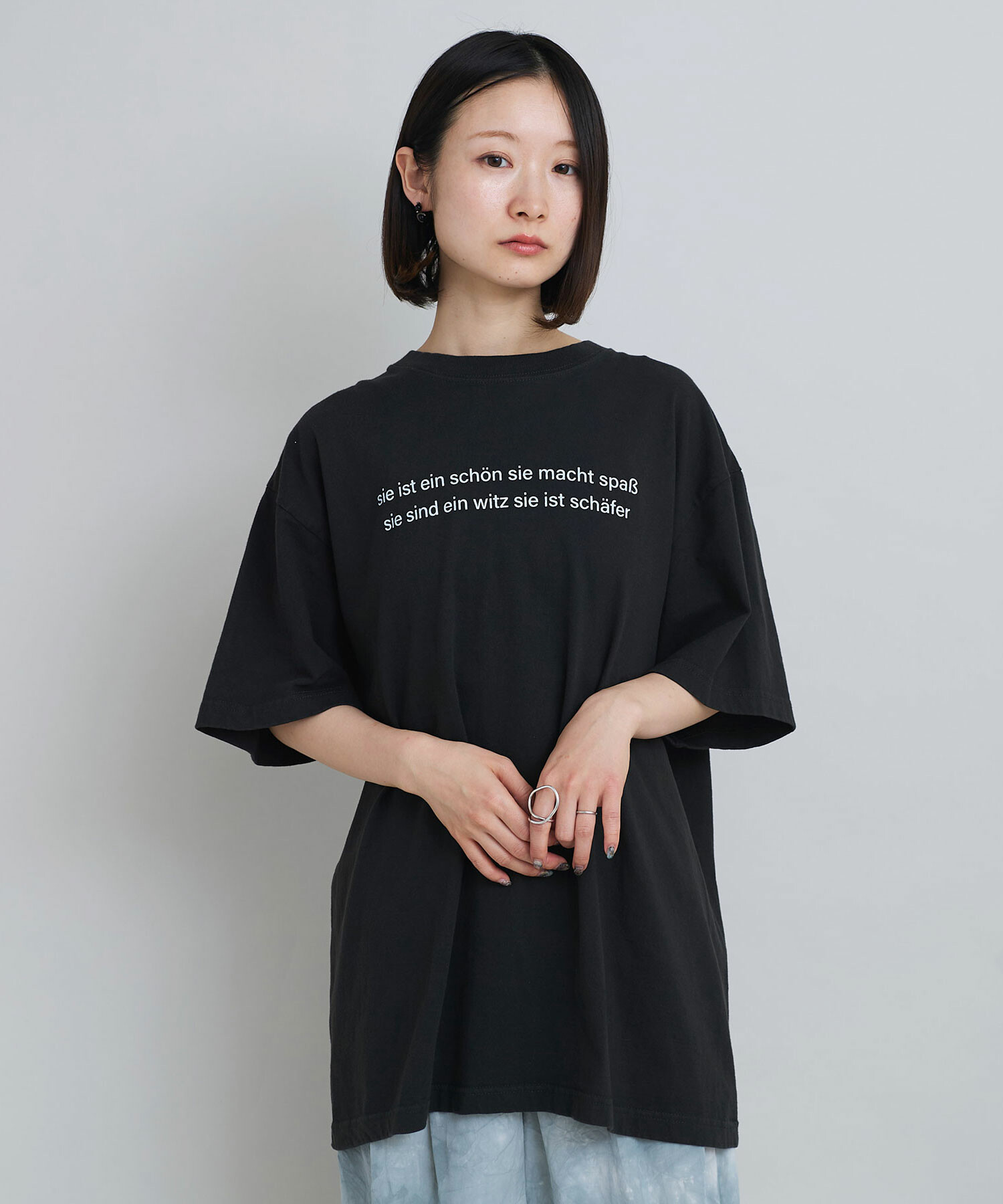AMBIDEX Store 〇製品染めロゴプリント BIG Tシャツ(F シロ): iki