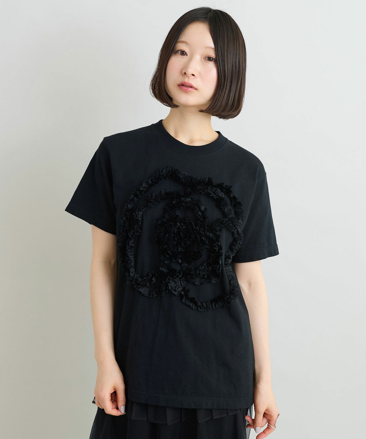 AMBIDEX Store △セミコーマ天竺 テープ刺繍 Tシャツ(F クロ): iki
