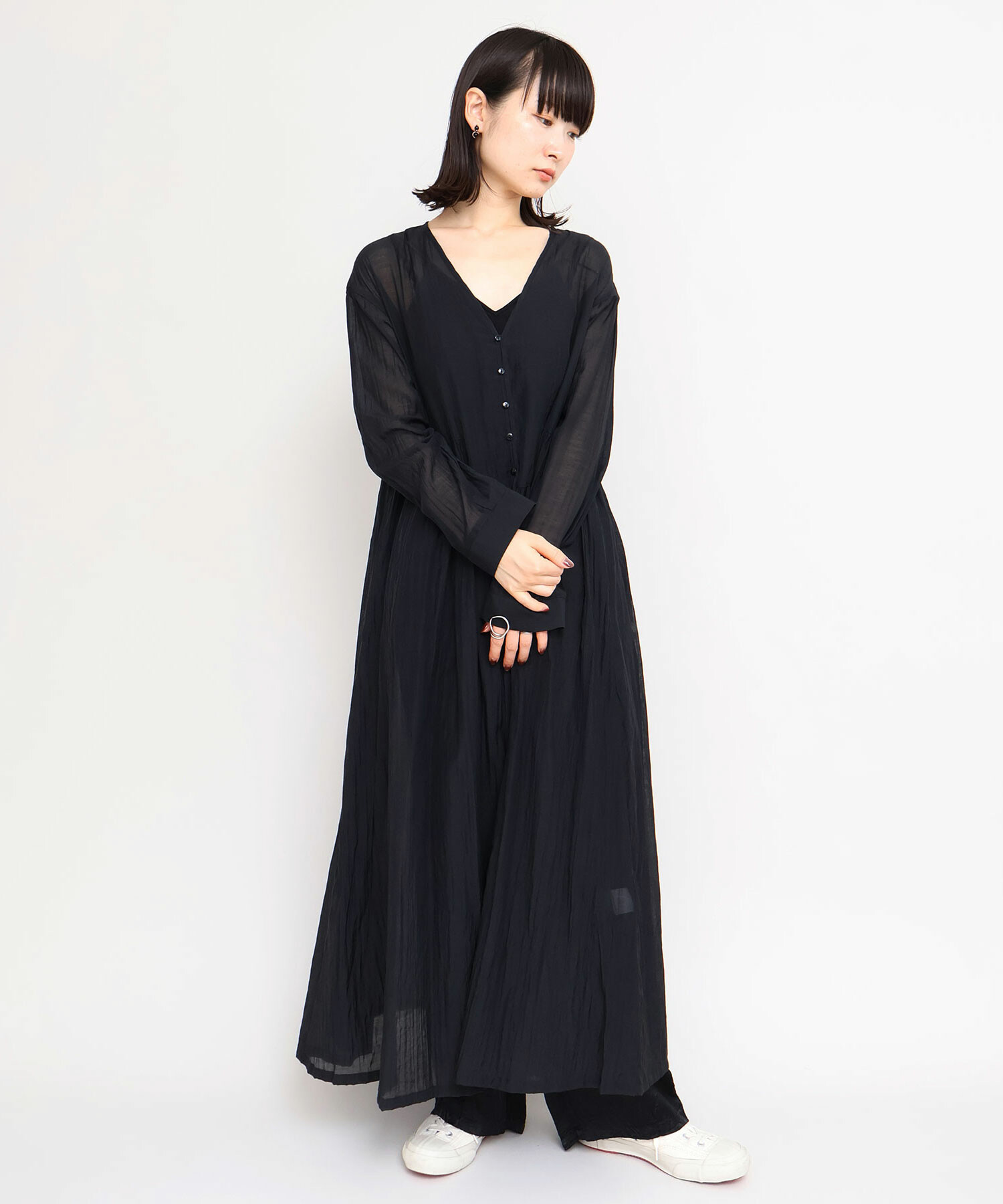 AMBIDEX Store 〇綿ナイロンローン ガウンロング ワンピース(F シロ): iki