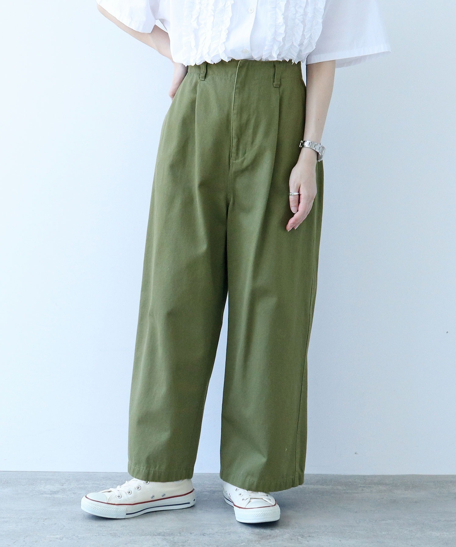Charpentier de Vaisseau タックチノパン カジュアルパンツ Charpentier de Vaisseau タックチノパン カジュアルパンツ