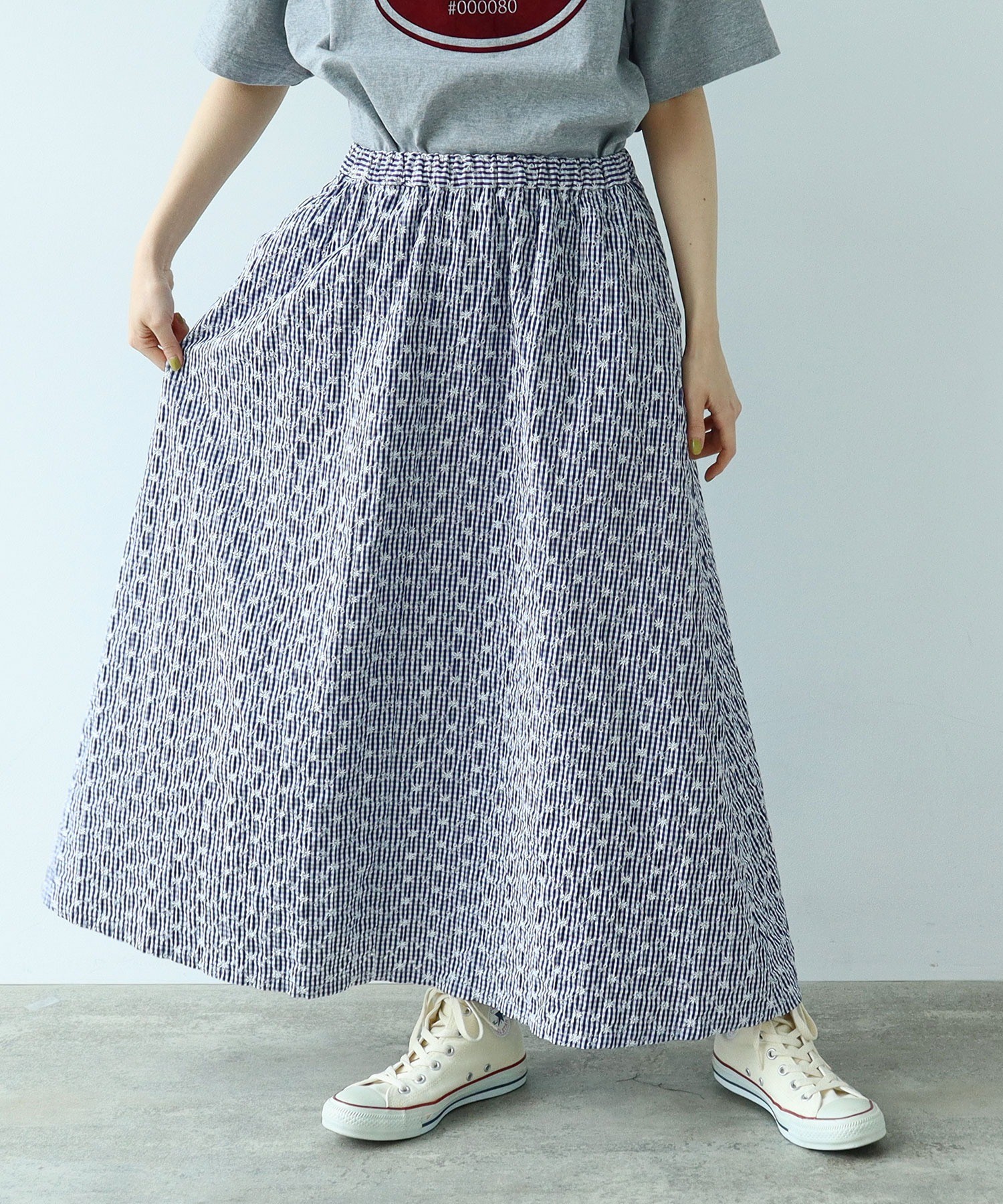 かぐれ スカラップ刺繍ギャザースカート　アーバンリサーチドアーズ かぐれ（カグレ）の「スカラップ刺繍ギャザースカート（スカート