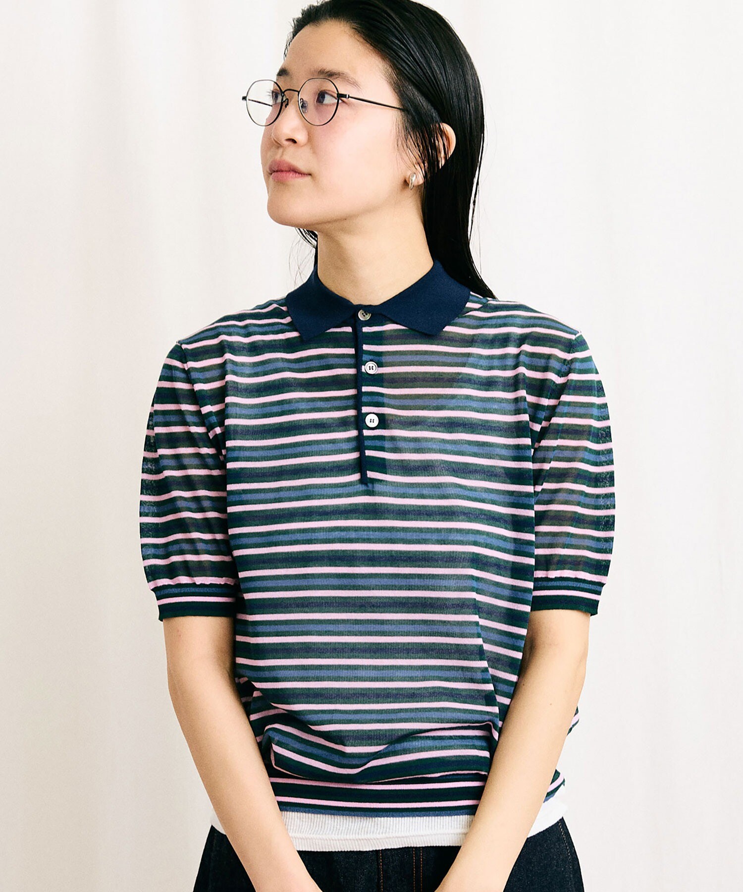 AMBIDEX Store 【予約販売】〇SHEER knit polo(F ボルドー): l