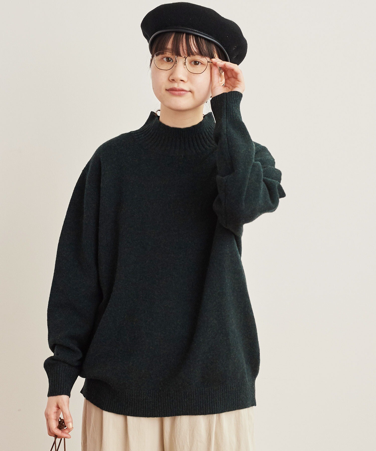 AMBIDEX Store ○daily wool ビッグ プルオーバー(F green black): l