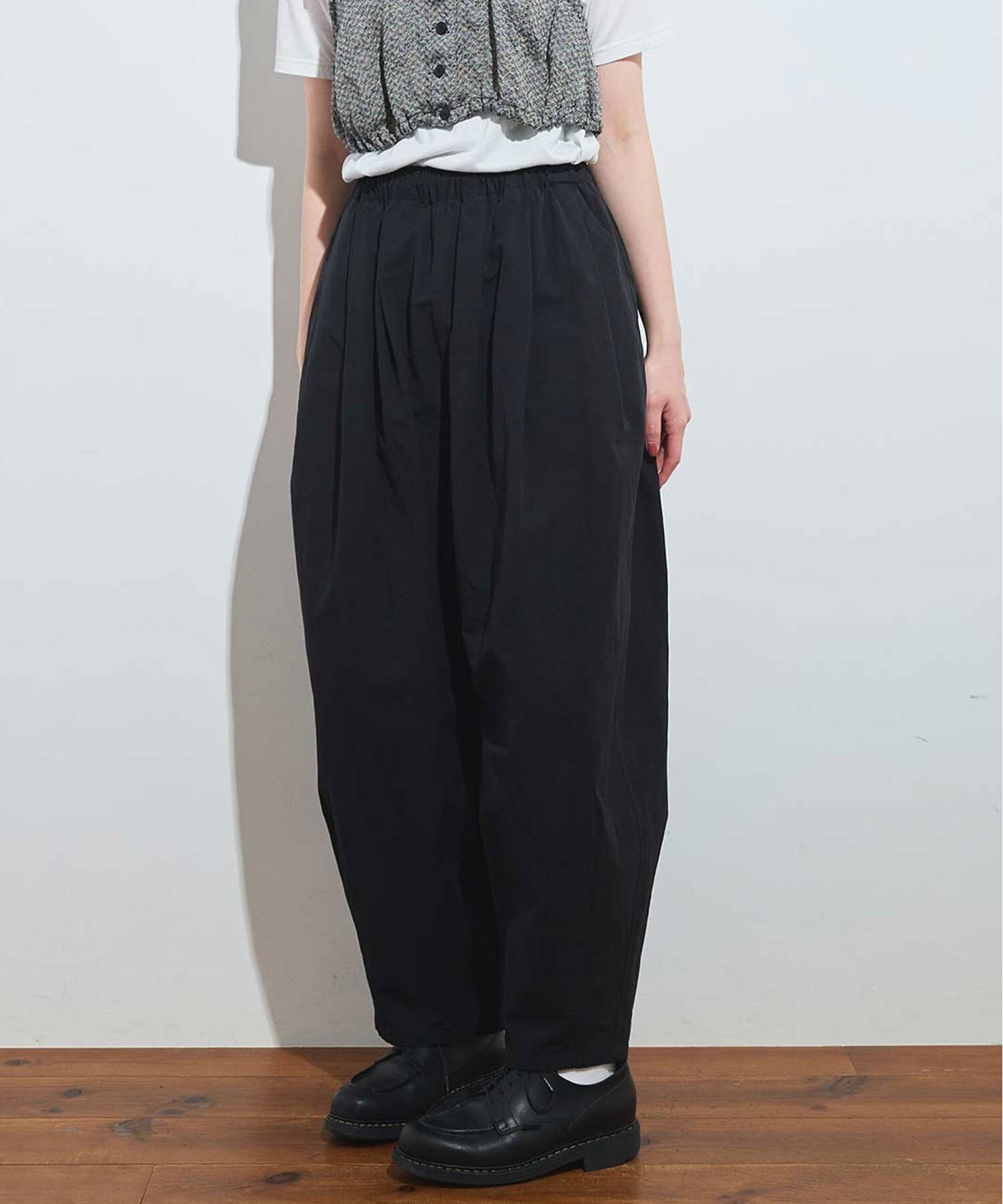 nico⭐︎❇︎ハンドメイド❇︎もんぺパンツ　サルエルタイプ　ブラックリネン　L ブラックストレッチツイルサルエルパンツ】 | Pay ID
