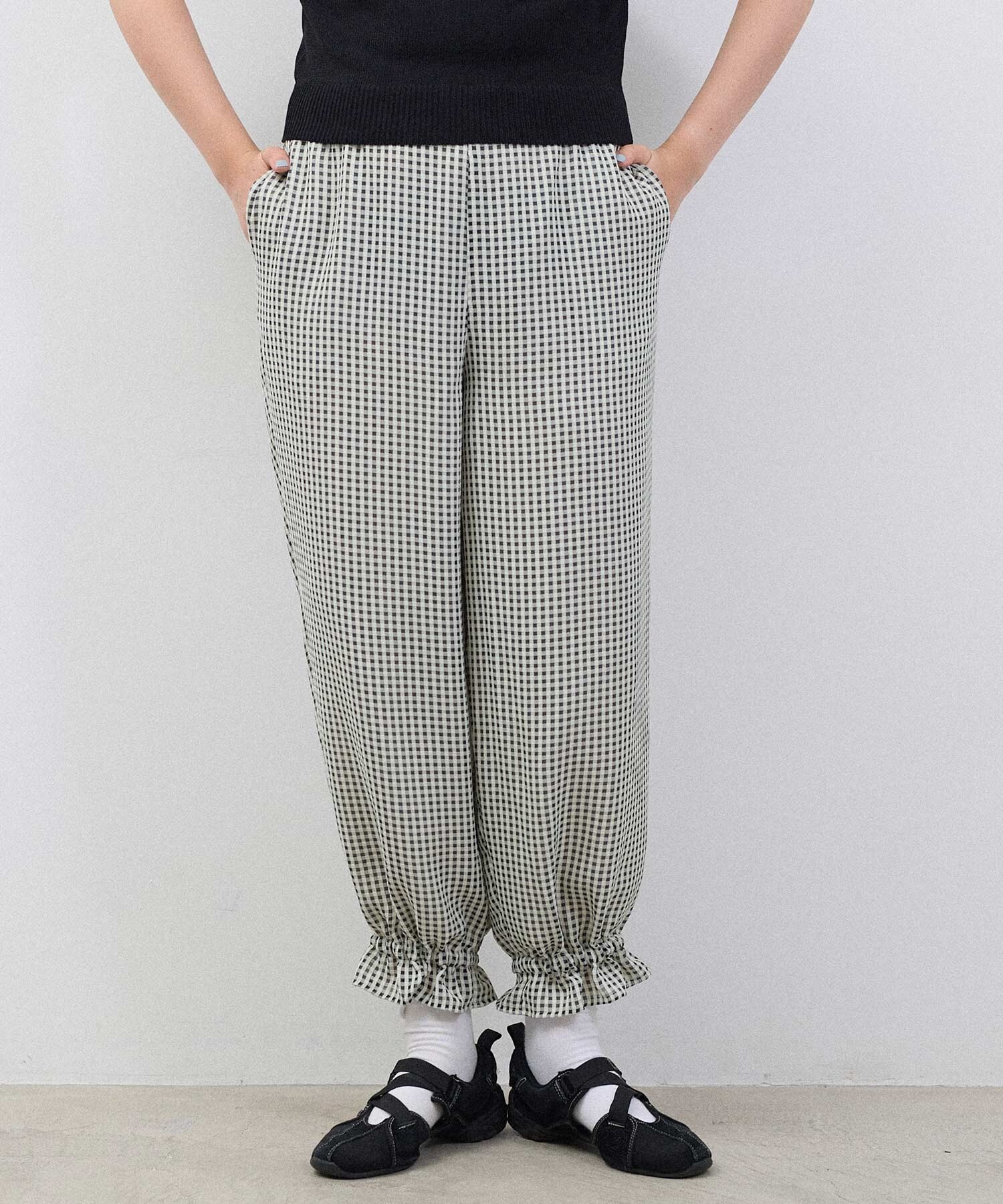 AMBIDEX Store SATIN SOCCER ギンガム パンツ(F クロギンガム): l