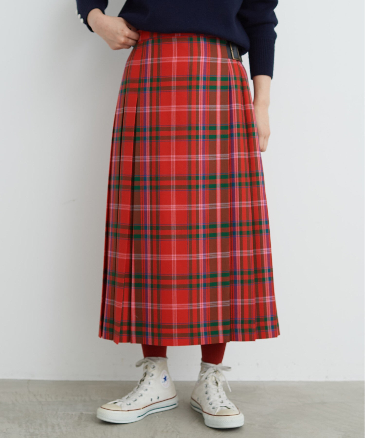 AMBIDEX Store △〇タータンチェックプリーツスカート(36 グリーン 