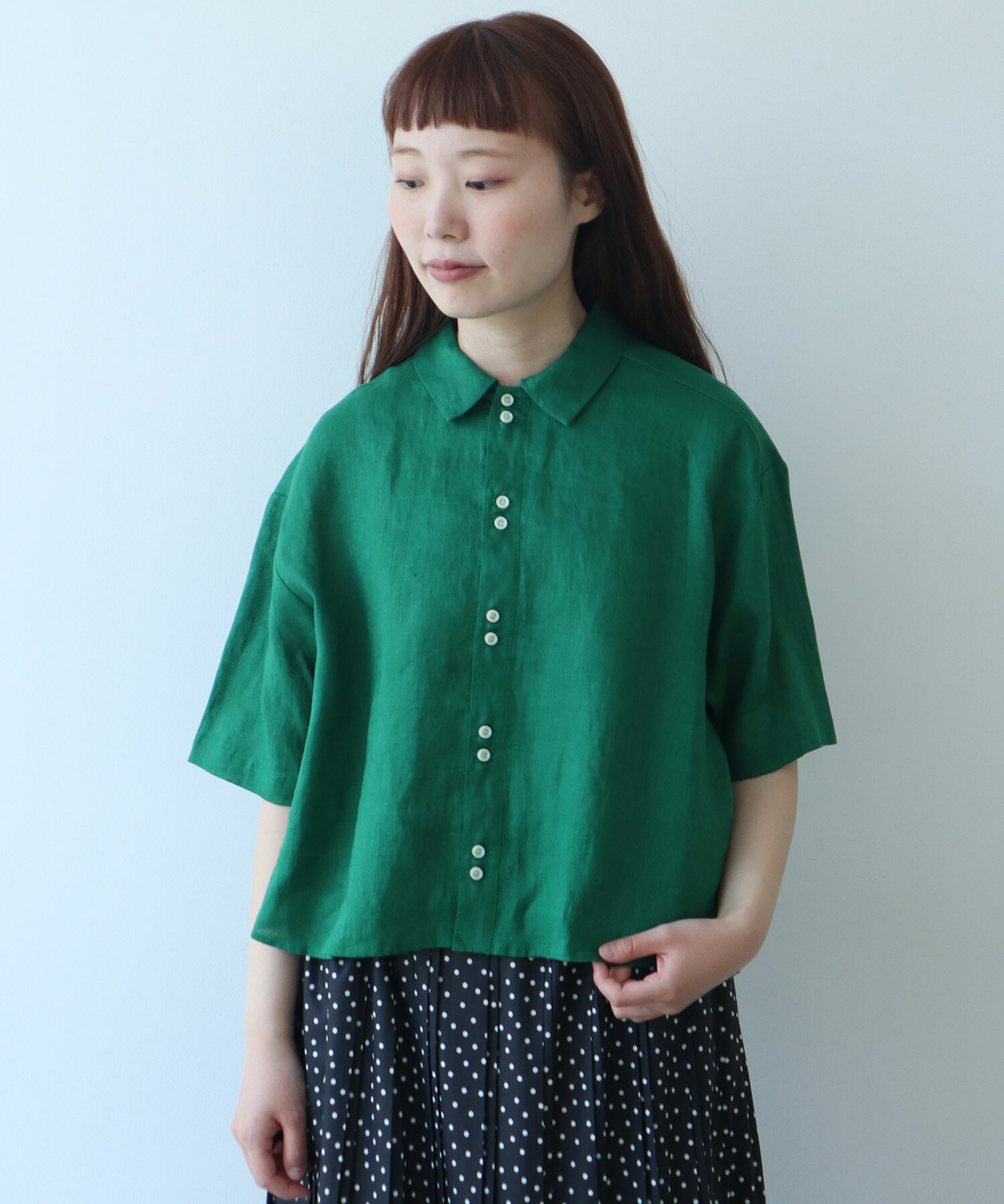 bulle de savon フレンチリネン puripuri パンツ AMBIDEX Store △○60sフレンチリネン ボーイ シャツ(F ネイビー