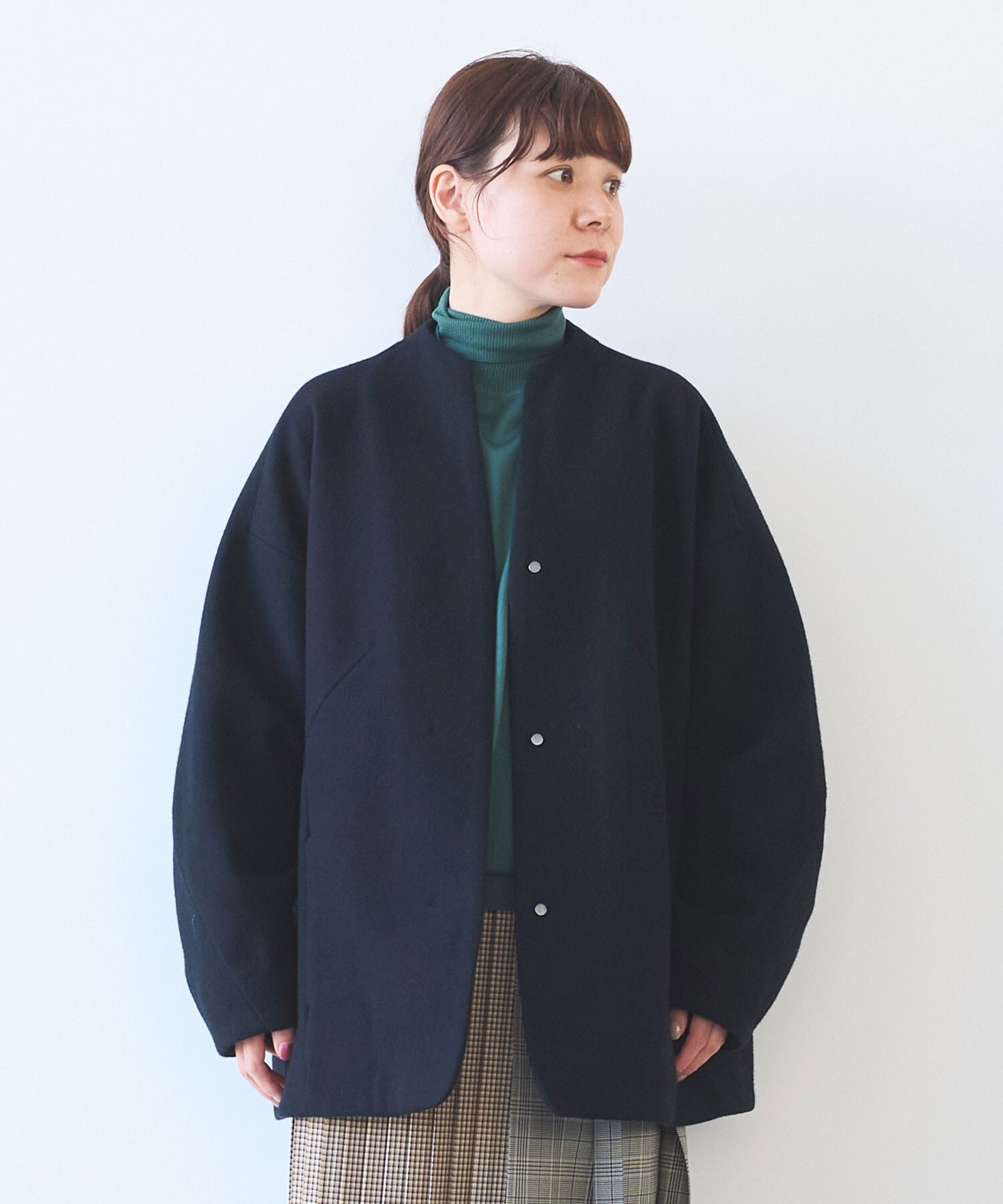 AMBIDEX Store ○ウールsuper100 middle length cocoonコート(F グレー