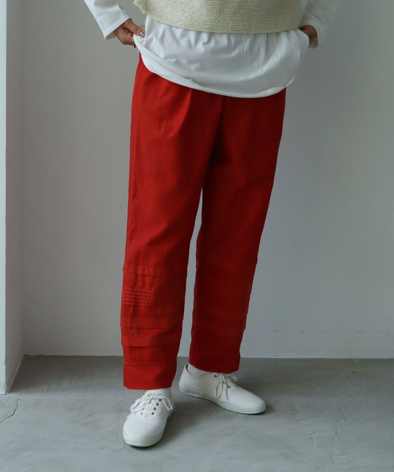 AMBIDEX Store ○Cotton Cupra ルナファ Product Dye tuck Petti pants 