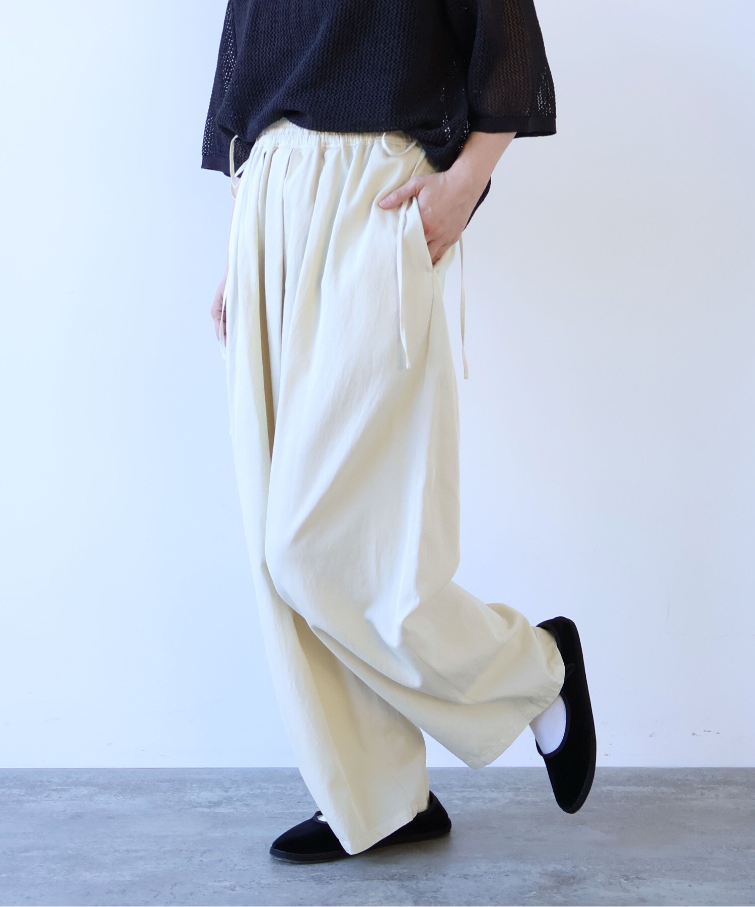AMBIDEX Store Rayon/cotton twill product dye drawstrings パンツ(F