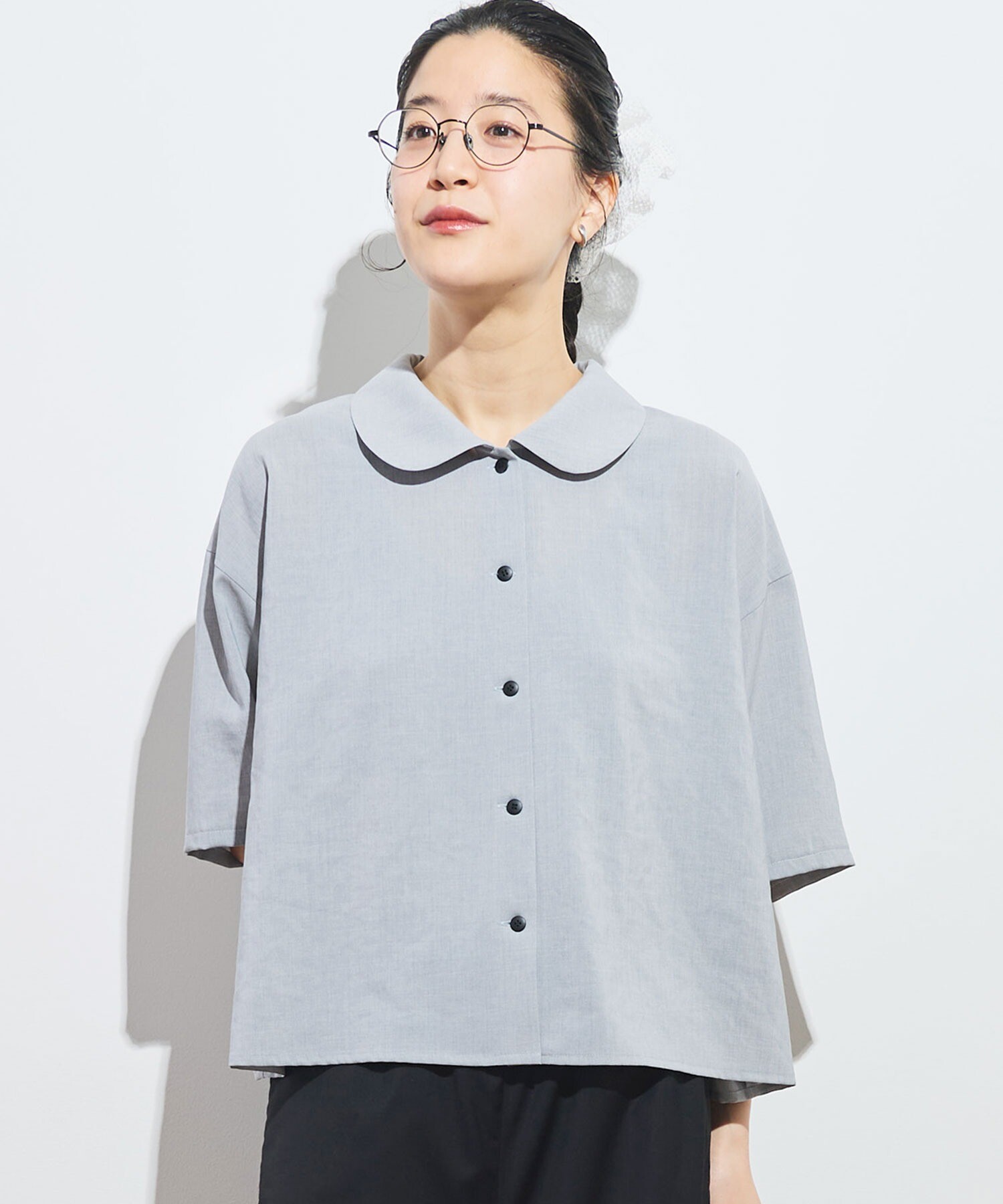 AMBIDEX Store 【予約販売】〇round collar shirt (F シロ): l