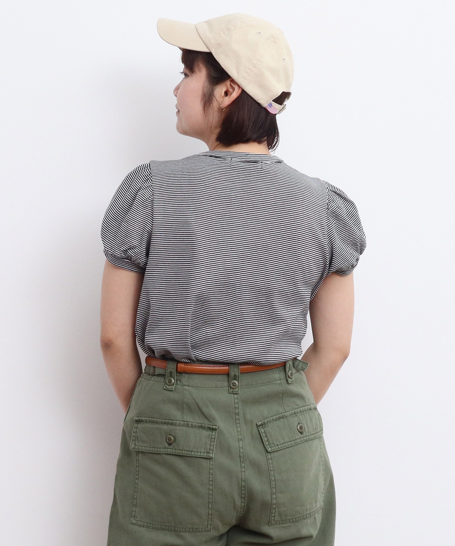 tシャツ 連シルフライス パフスリーブTシャツ レディース AMBIDEX Store △○連シルフライス パフスリーブTシャツ(F クロ
