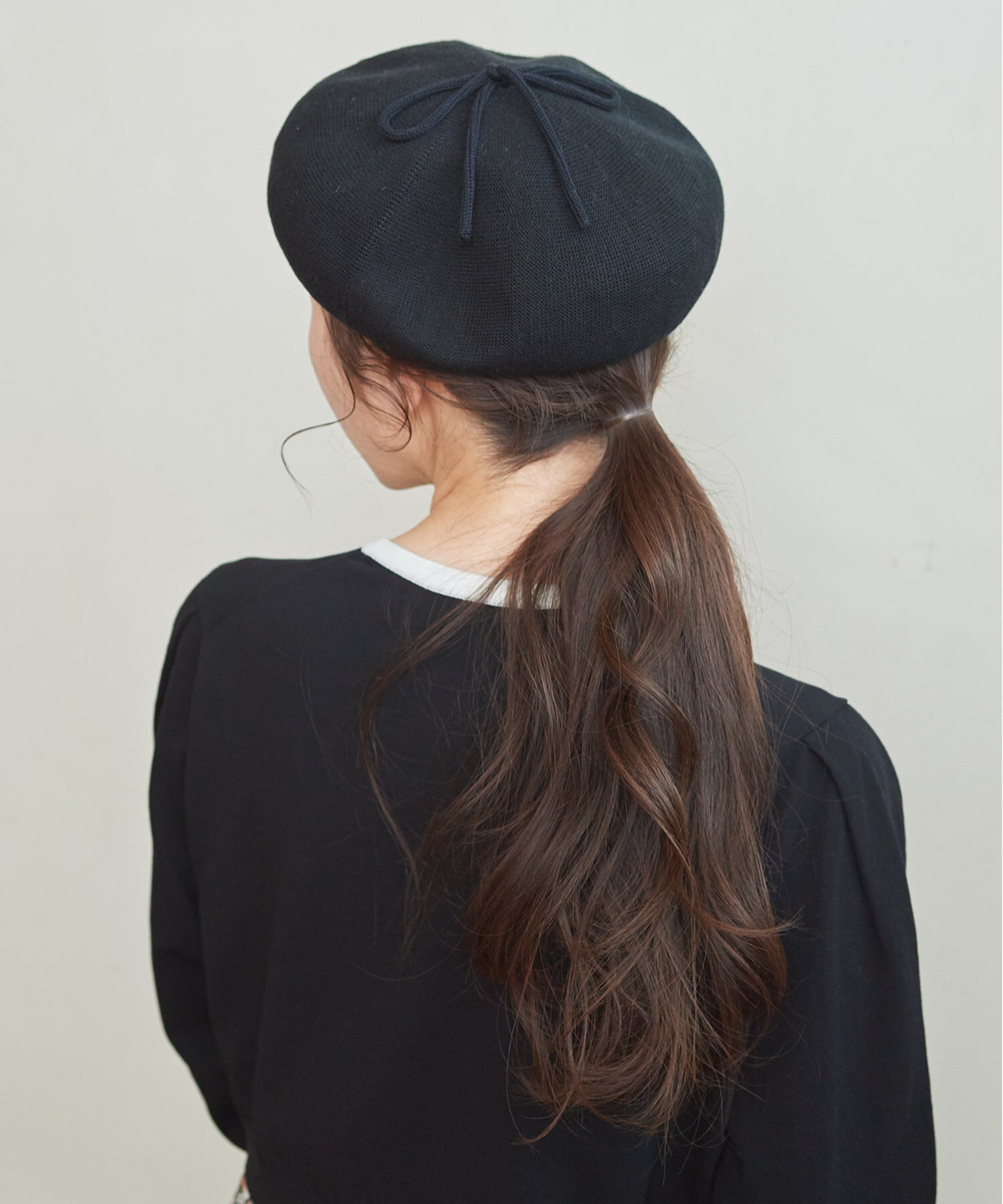 無料長期保証 パール リボン ベレー帽 ブラックトレンド 秋 冬 韓国