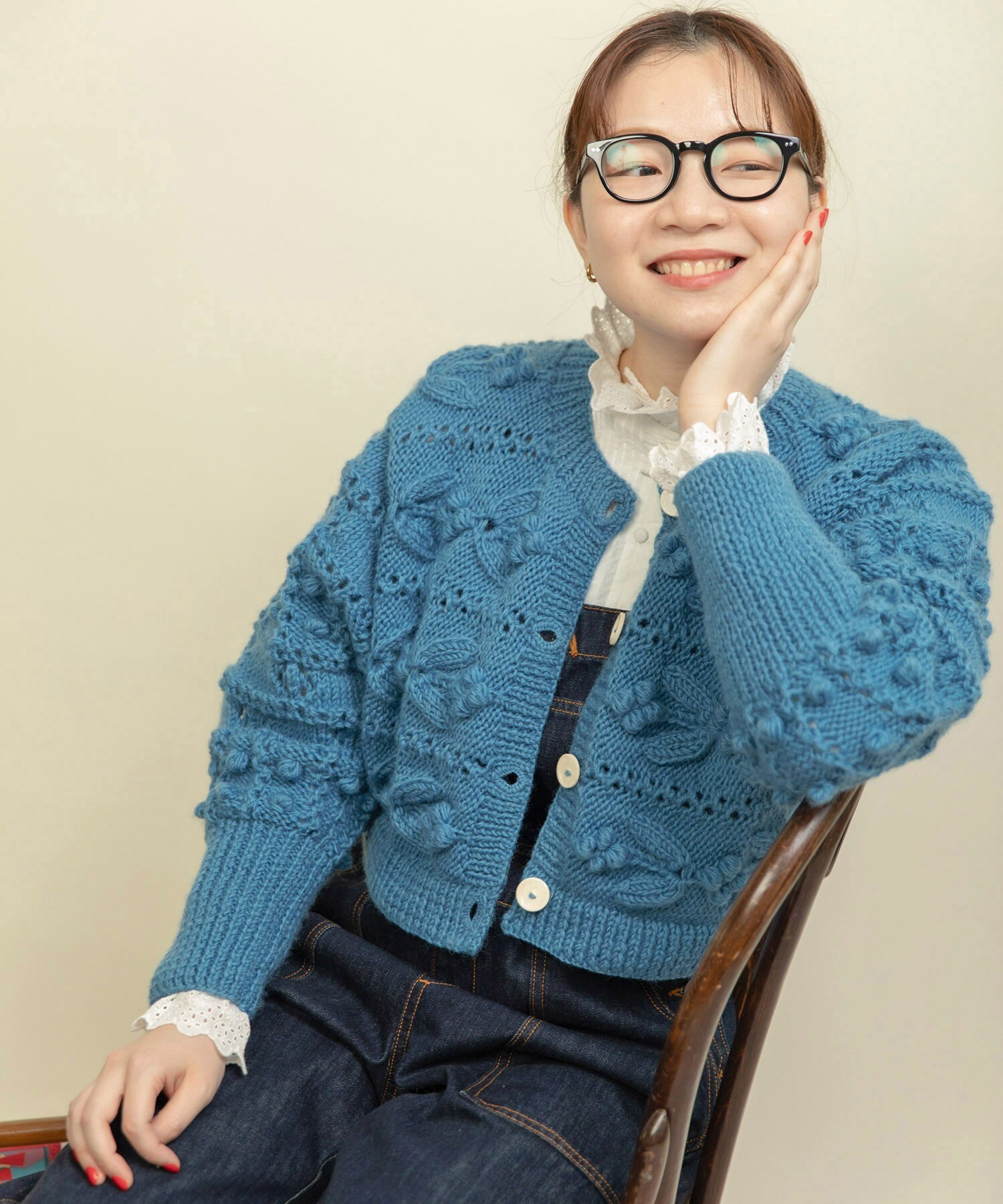 ★SALE★ネパールギルボックス もよう編みショートカーディガン ネパールギルボックス もよう編みショートカーディガン