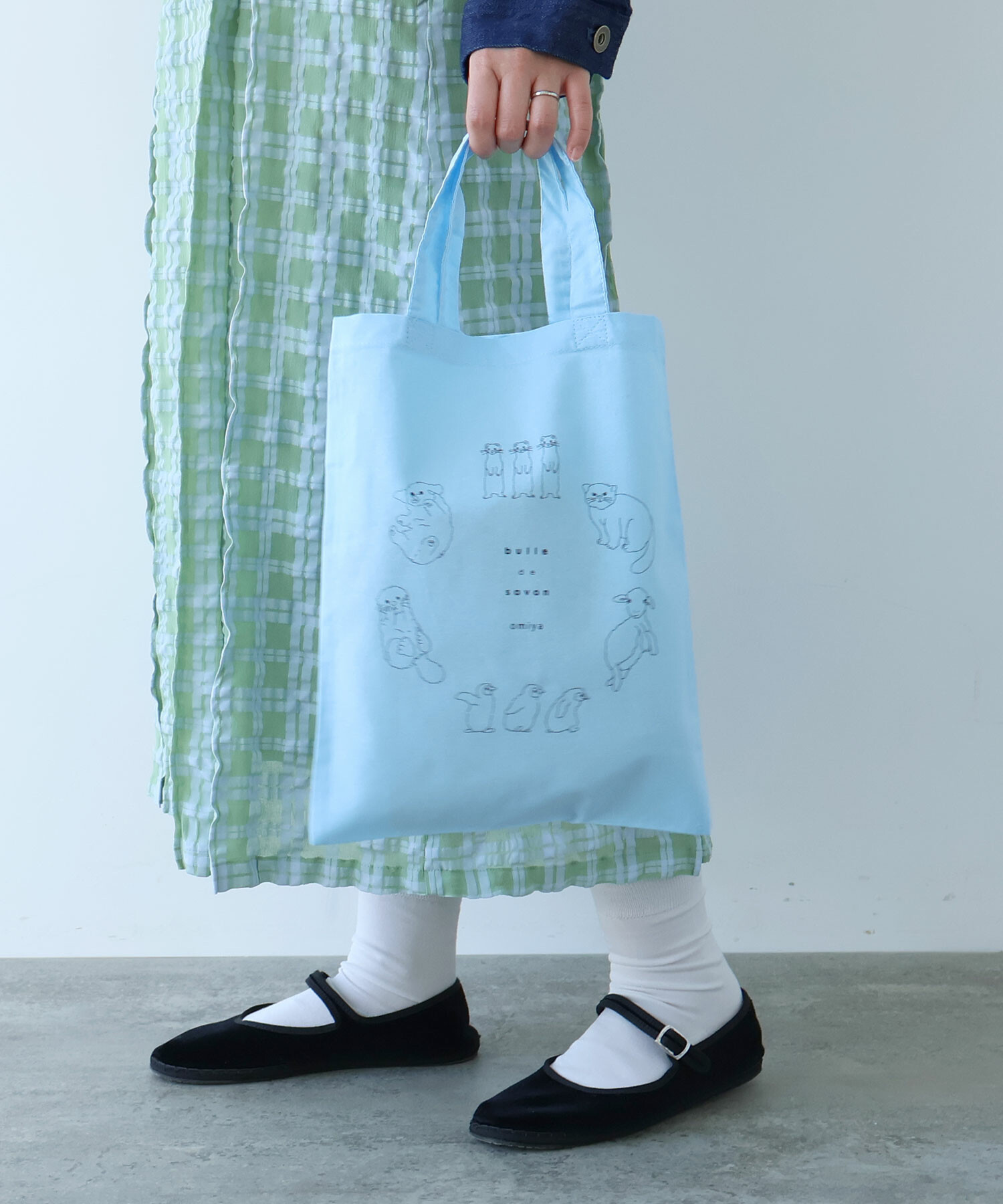 AMBIDEX Store どうぶつ刺繍バッグ(F サックス): bulle de savon