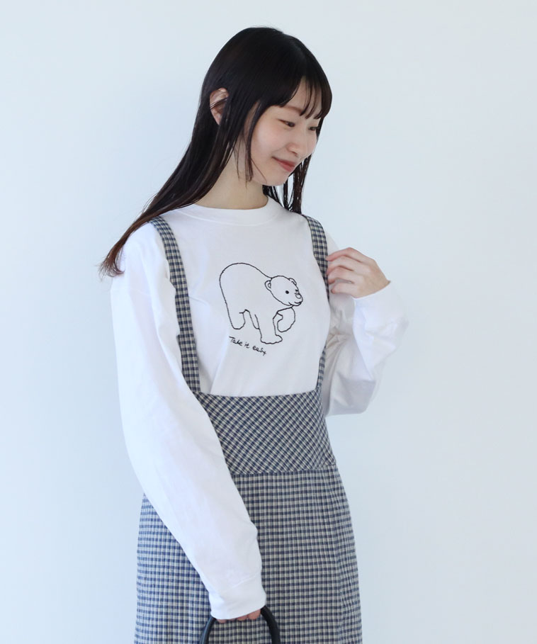 AMBIDEX Store ○しろくま刺繍Tシャツ(F イエロー): bulle de savon