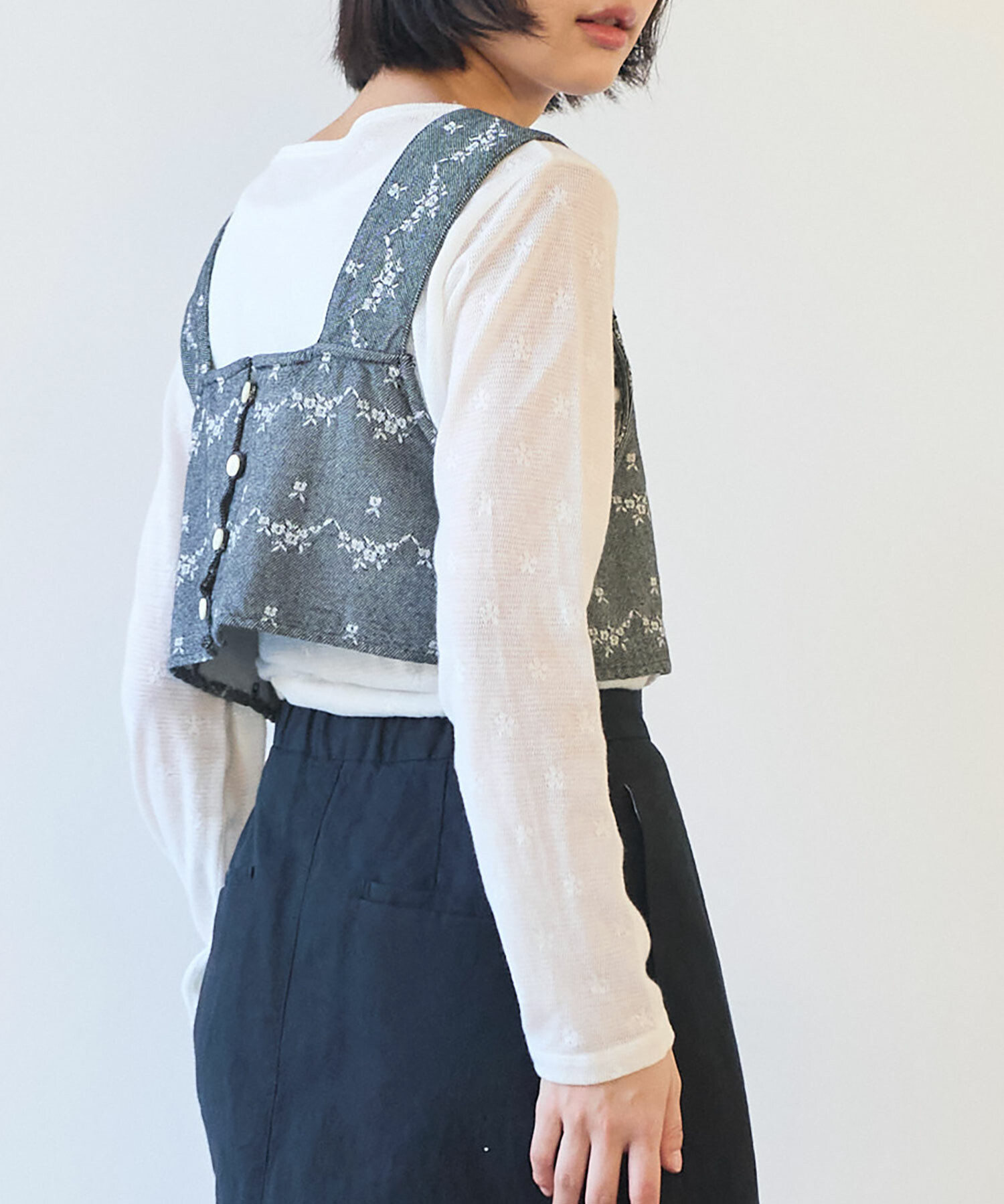 AMBIDEX Store △〇 hana×mesh ジャカード 長袖プルオーバー(F シロ