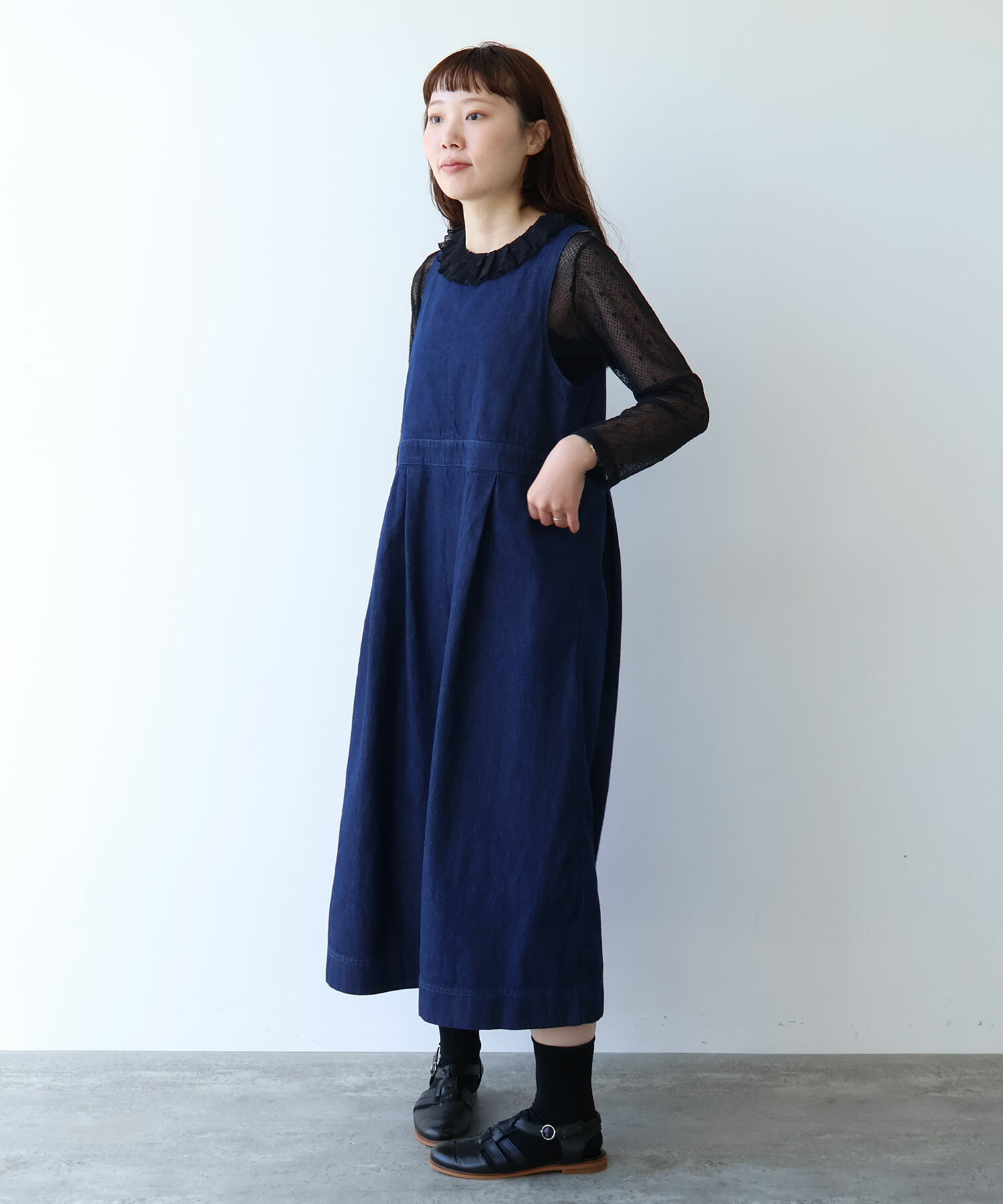 AMBIDEX Store 〇 8oz ムラ糸デニム ジャンパースカート(F コン