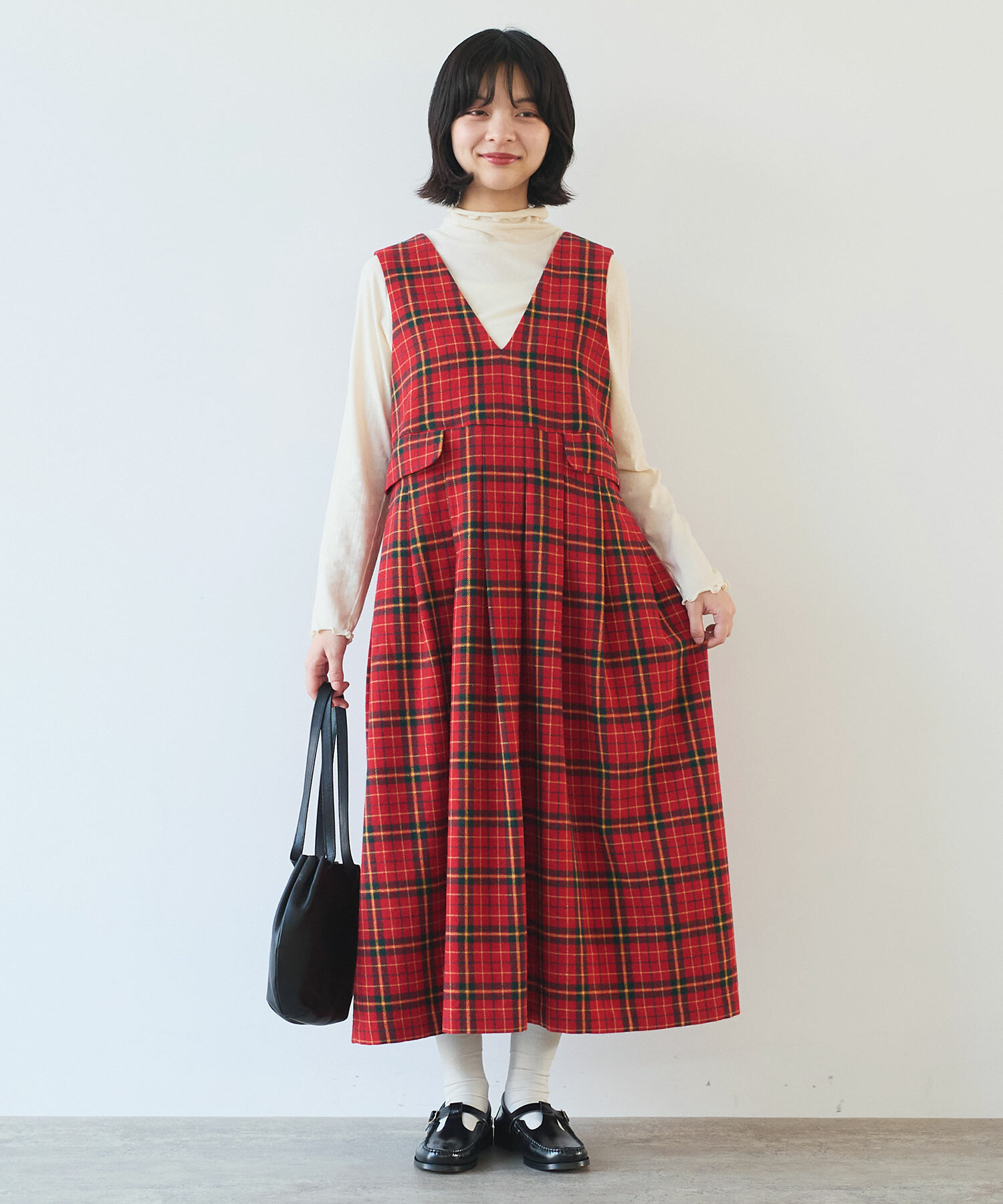 ビュルデサボン ジャンパースカート AMBIDEX Store 〇 Recycle CHECK ジャンパースカート(F アカ): bulle