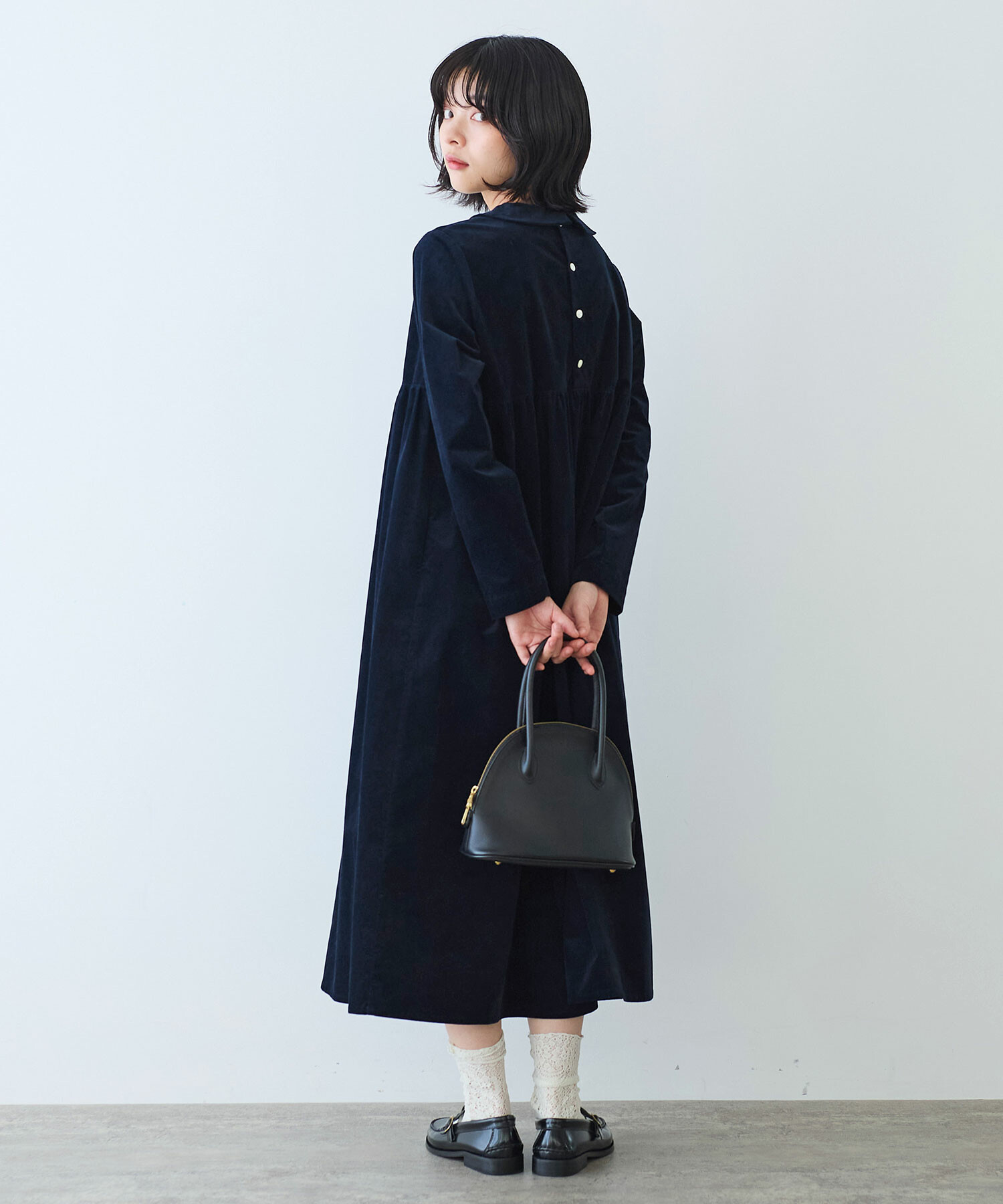 bulle de savon 丸襟コート　グリーン AMBIDEX Store ○〇 ウール / キュプラ dobby ノーカラーコート