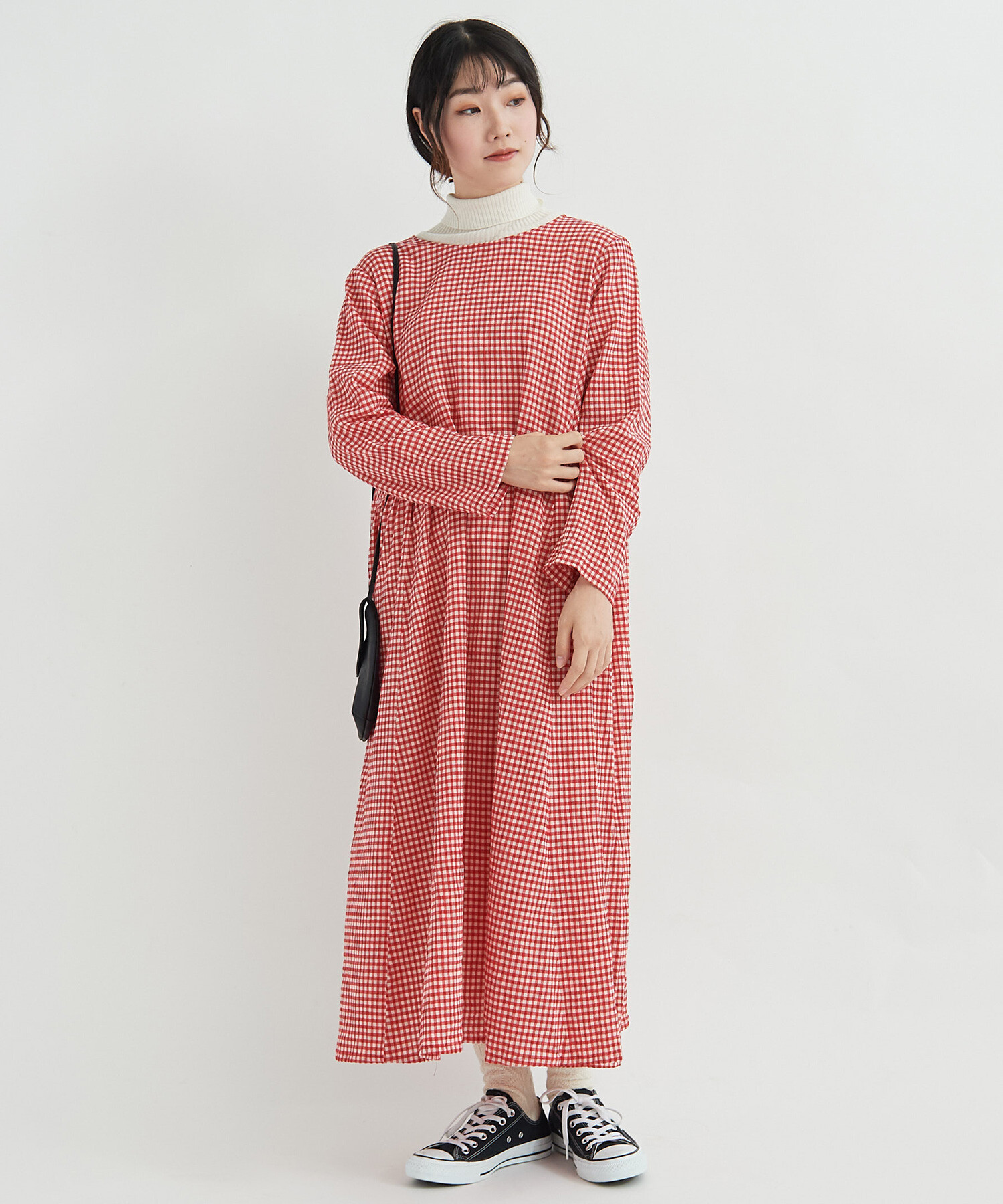 AMBIDEX Store △○ちぢみgingham ワンピース(F クロ): bulle de savon