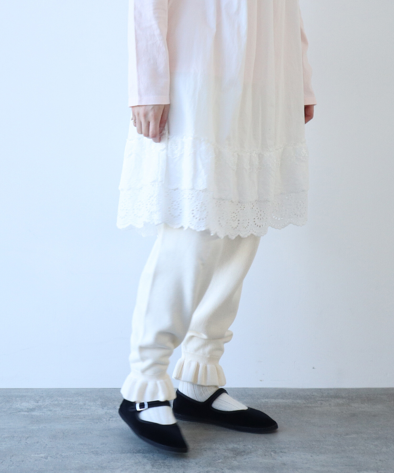 AMBIDEX Store ○puri puri ニットパンツ(F シロ): bulle de savon