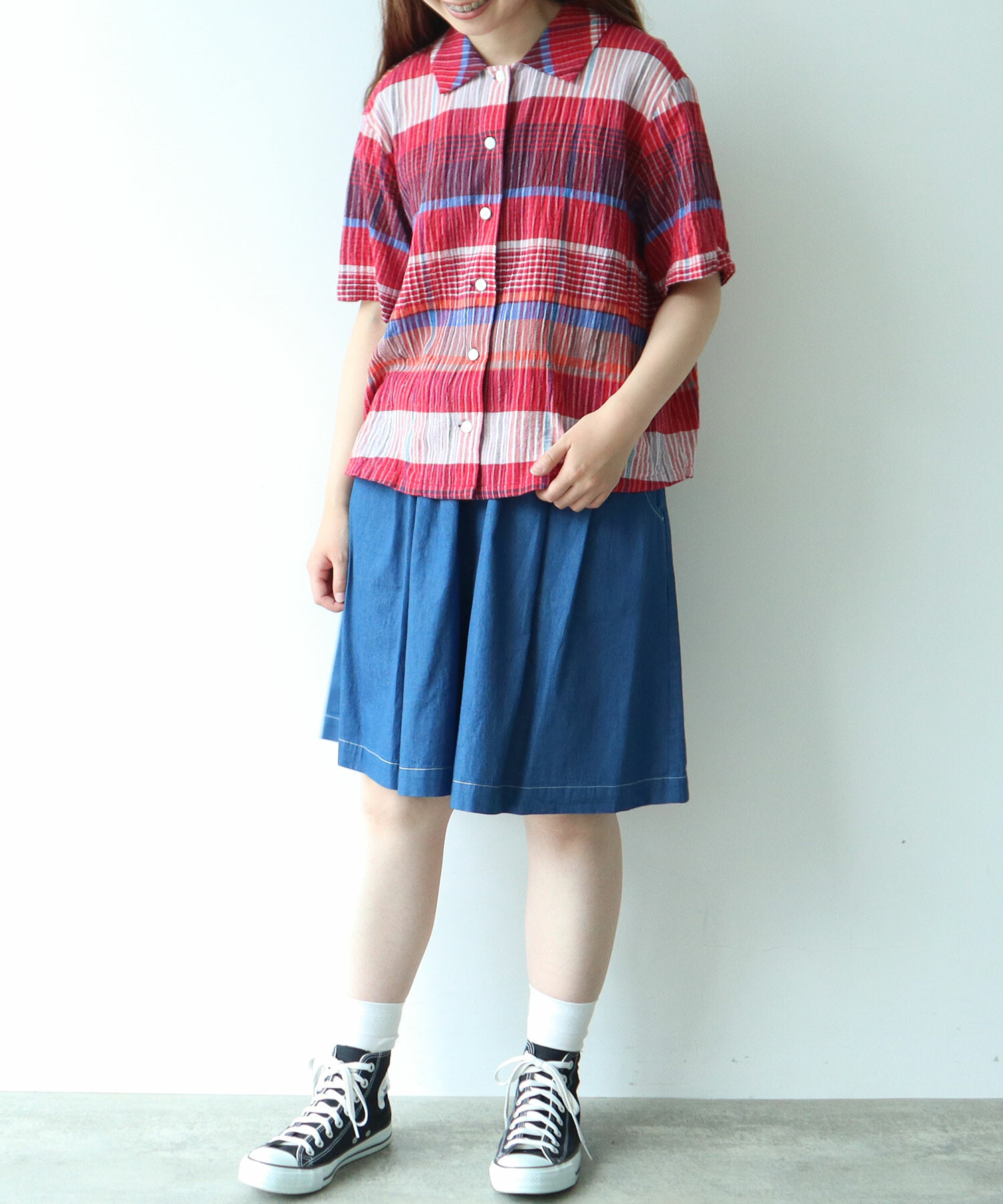 AMBIDEX Store △〇 5.5oz denim キュロットパンツ(F インディゴ
