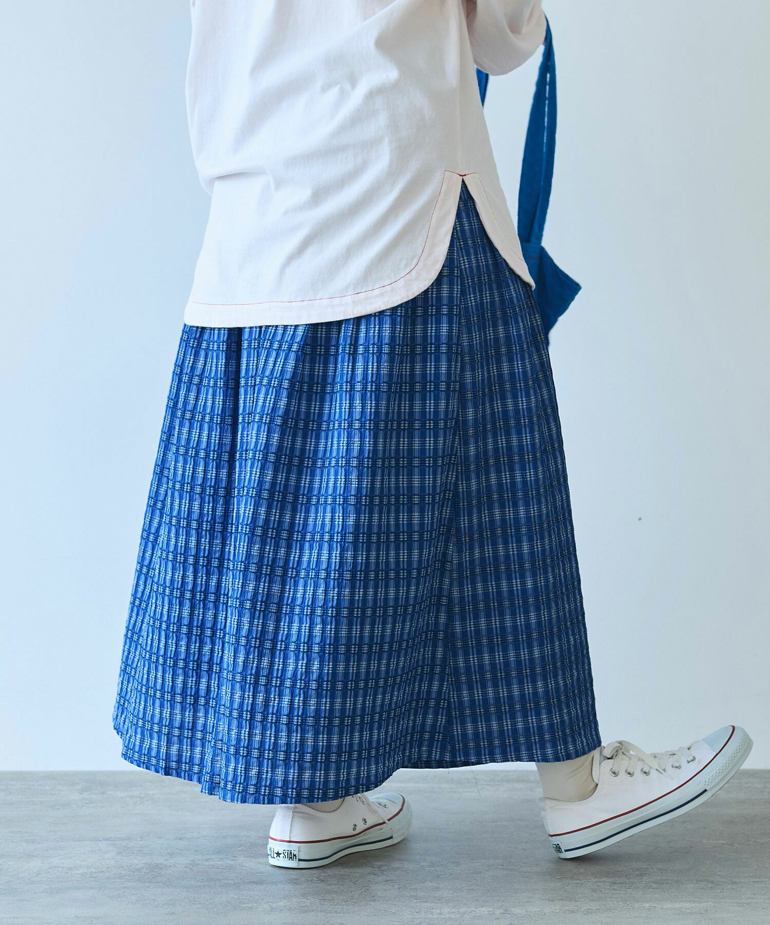 AMBIDEX Store 〇 ジャカード チェック スカート(F アオ): bulle