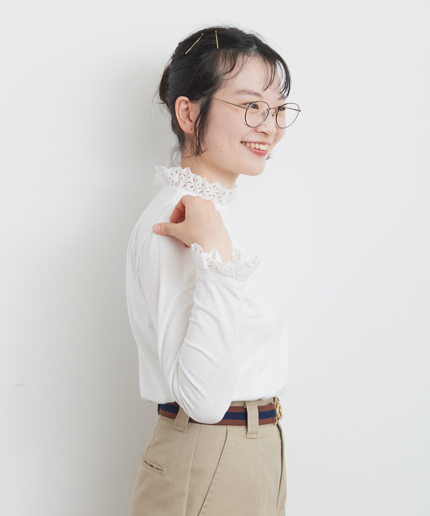 AMBIDEX Store 30/-天竺 コットンレースインナー(F クロ): CHILD WOMAN