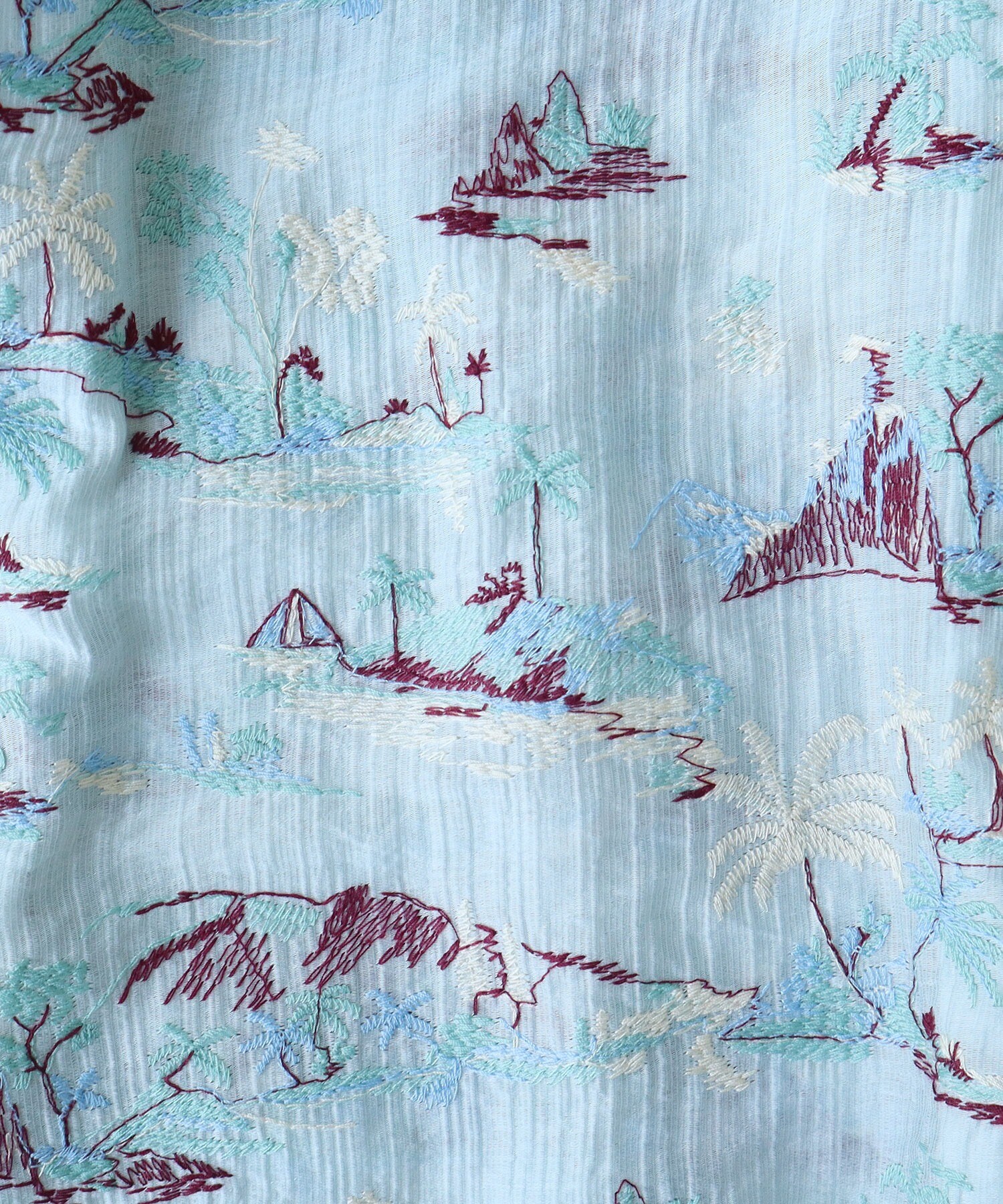 AMBIDEX Store ○Island embroidely ショートシャツ(F サックス