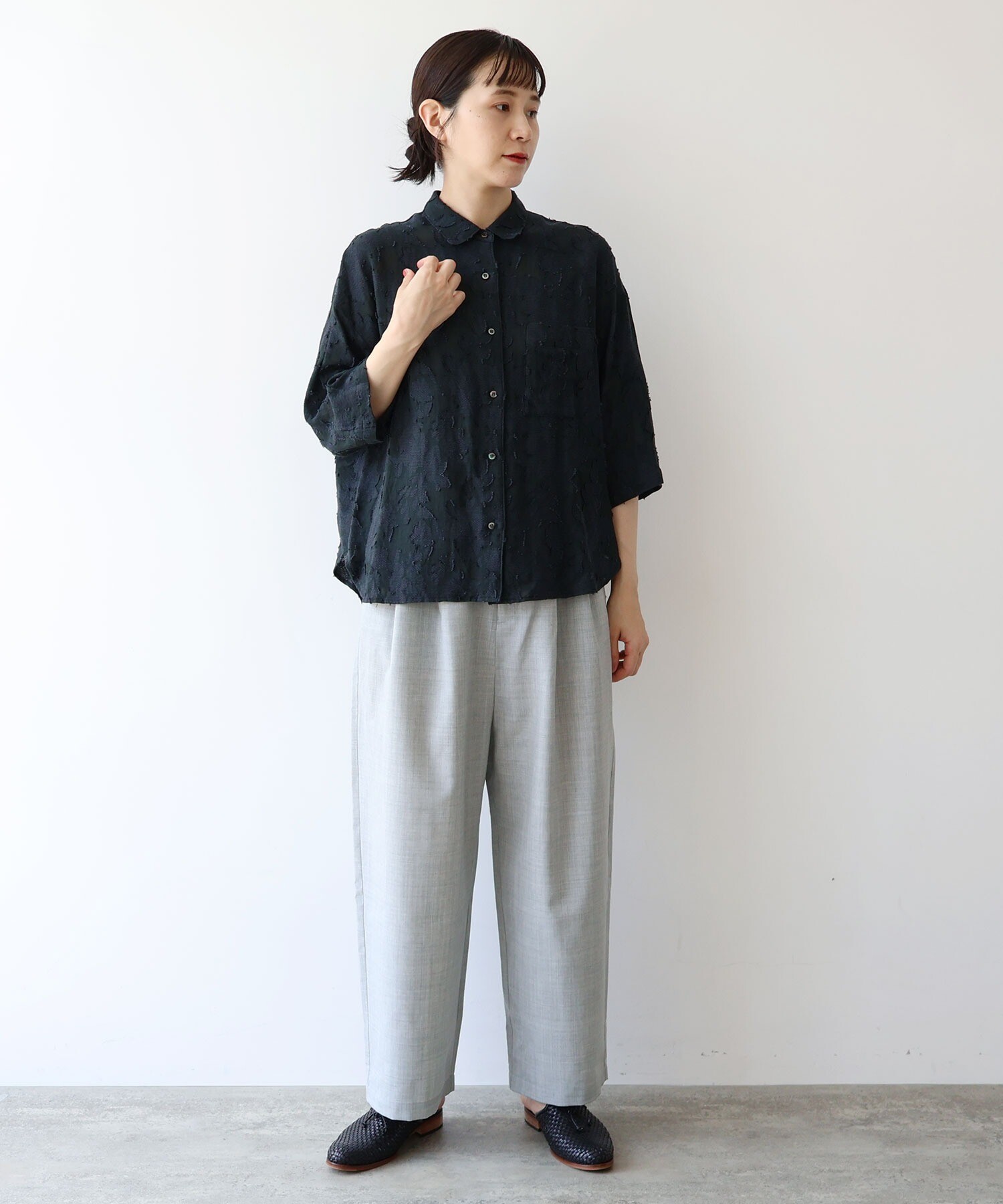 AMBIDEX Store △シアーカットジャカード シャツ(F クロ): yuni