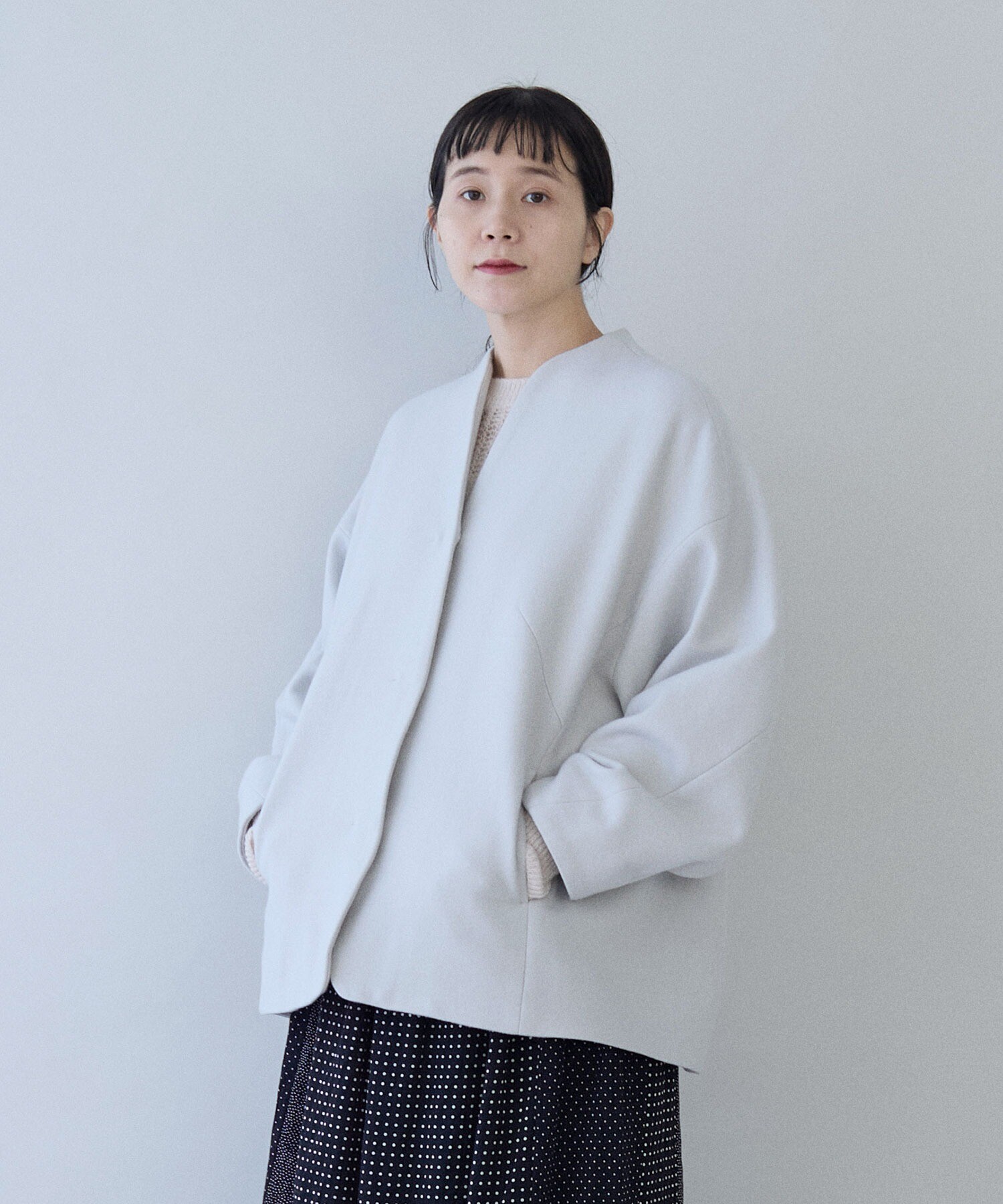 AMBIDEX Store ○ウールsuper100 middle length cocoonコート(F グレー