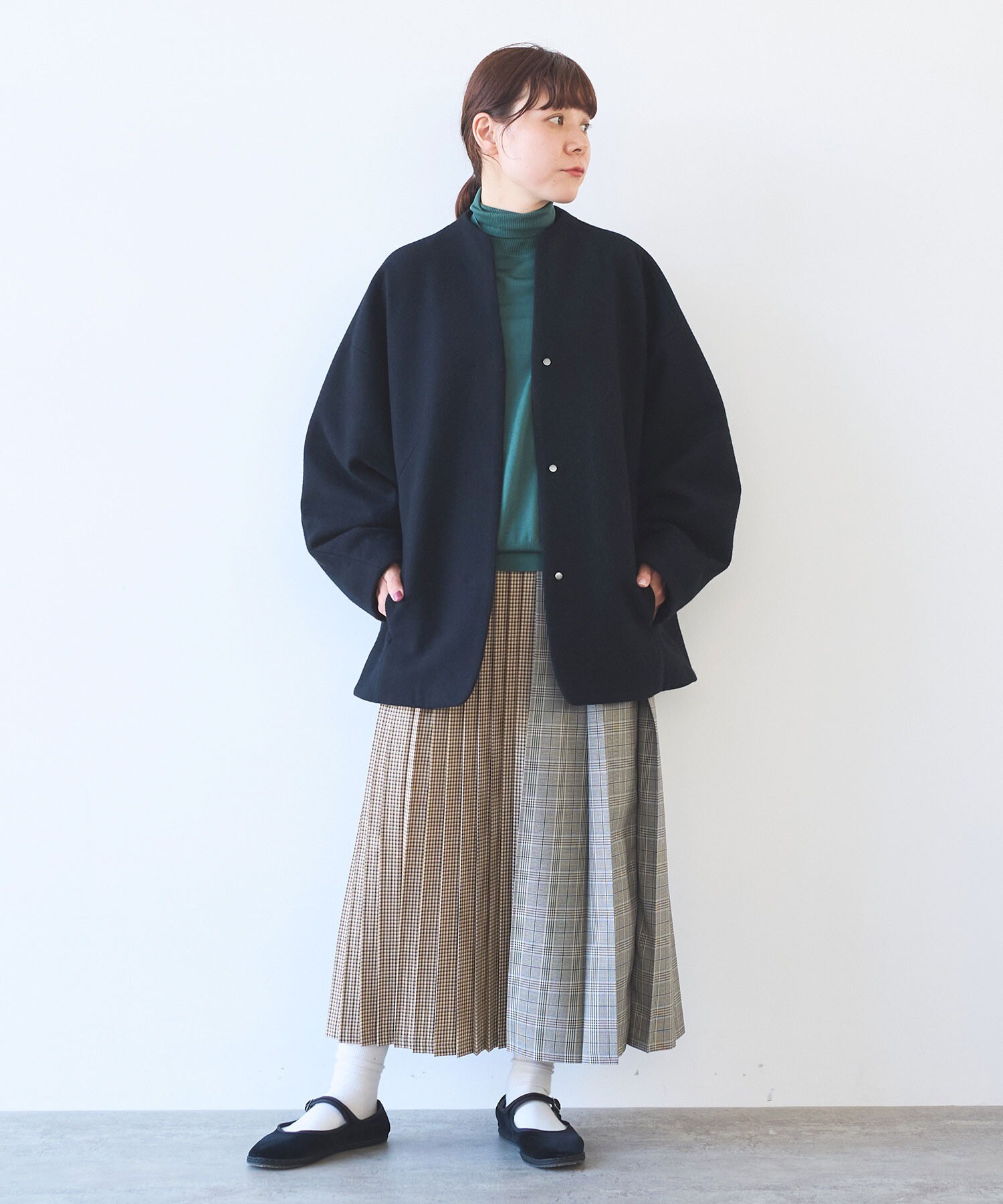 AMBIDEX Store ウールsuper100 middle length cocoonコート(F キナリ