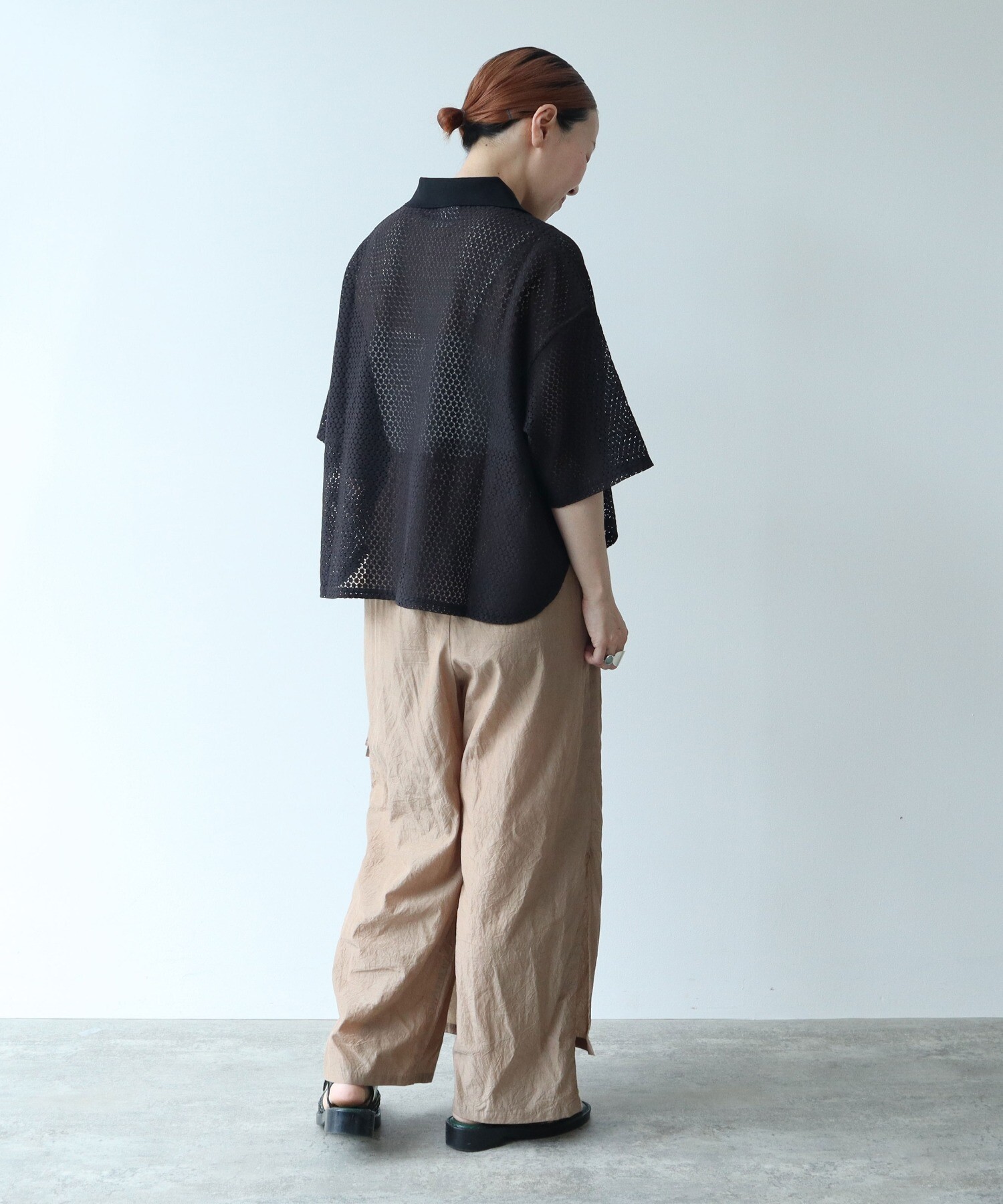 AMBIDEX Store △コットンナイロン マルレース 衿プルオーバー(F シロ  