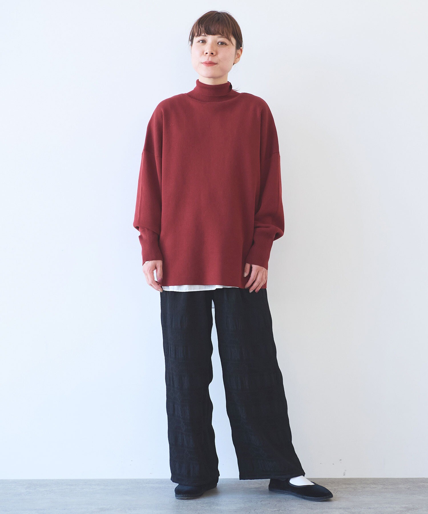 新品ルージュヴィフアンナ　 シアーフリンジニット　UNITEDARROWS AMBIDEX Store 【予約販売】○コットンスムース 2way ハイネック