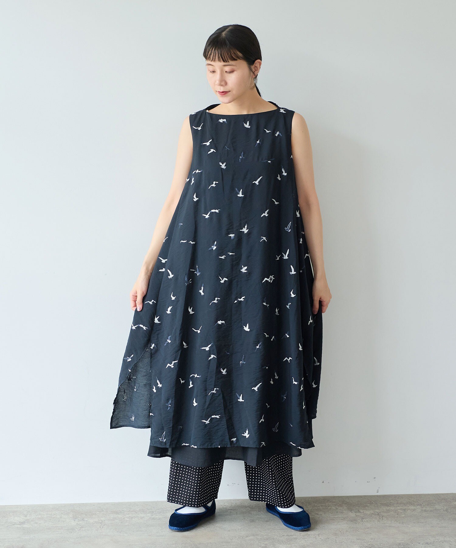 AMBIDEX Store ○bird刺繍 layered ワンピース(F クロ): yuni