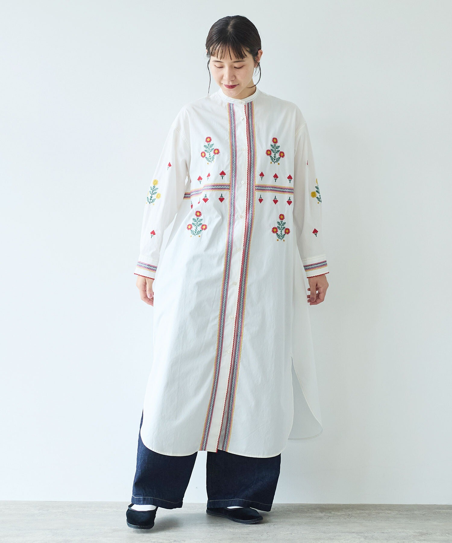 yuni（ユニ ）の「キュプラ/コットン dot プリント banded collar シャツワンピース 《 early spring 》（シャツ/ブラウス）」  - WEAR