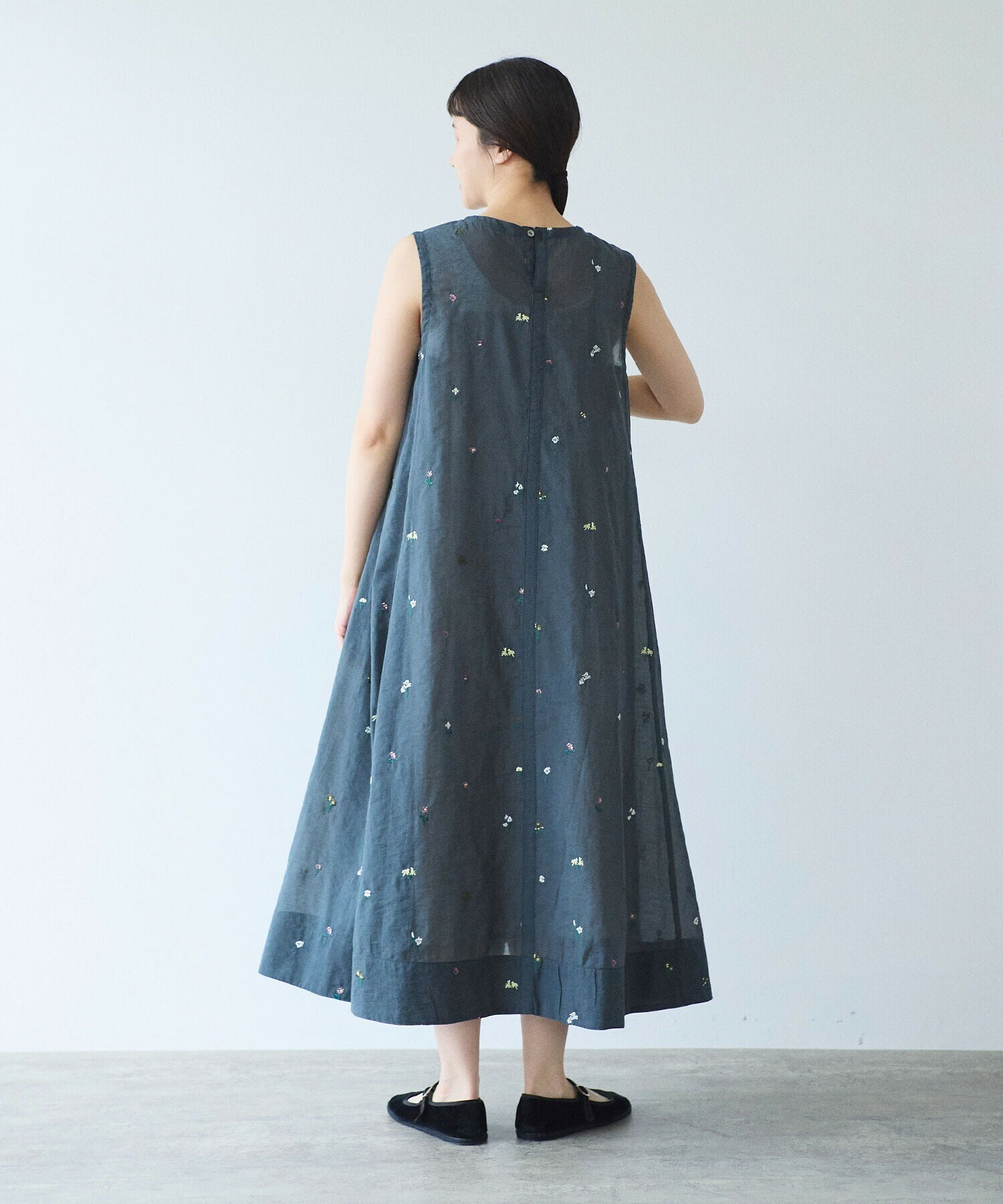 AMBIDEX Store コットン/ナイロン sheer floral刺繍 ワンピース(F