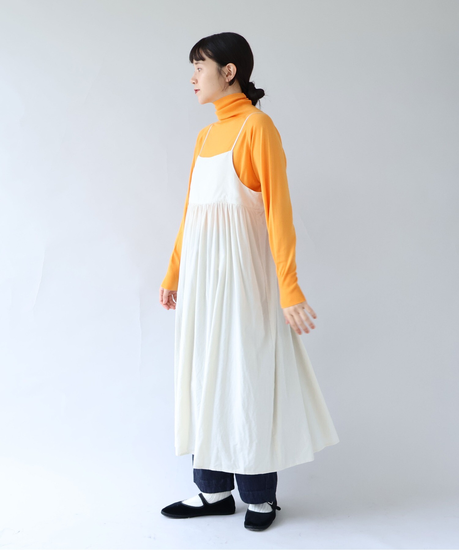 AMBIDEX Store ○シャンブレーコールビスチェワンピース(F シロ): yuni