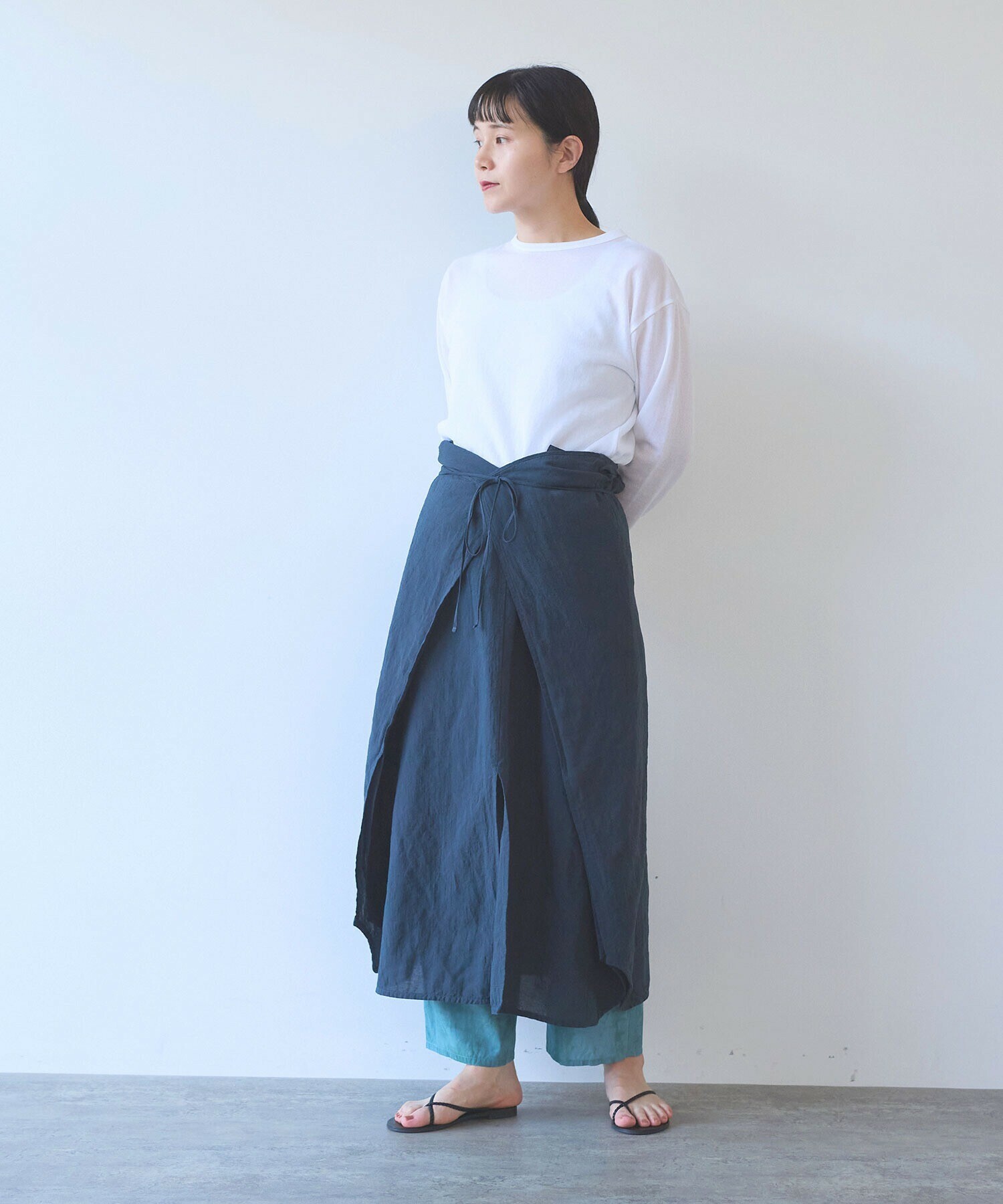 AMBIDEX Store 強撚CottonLinen 近江晒 wrap ワンピース(F